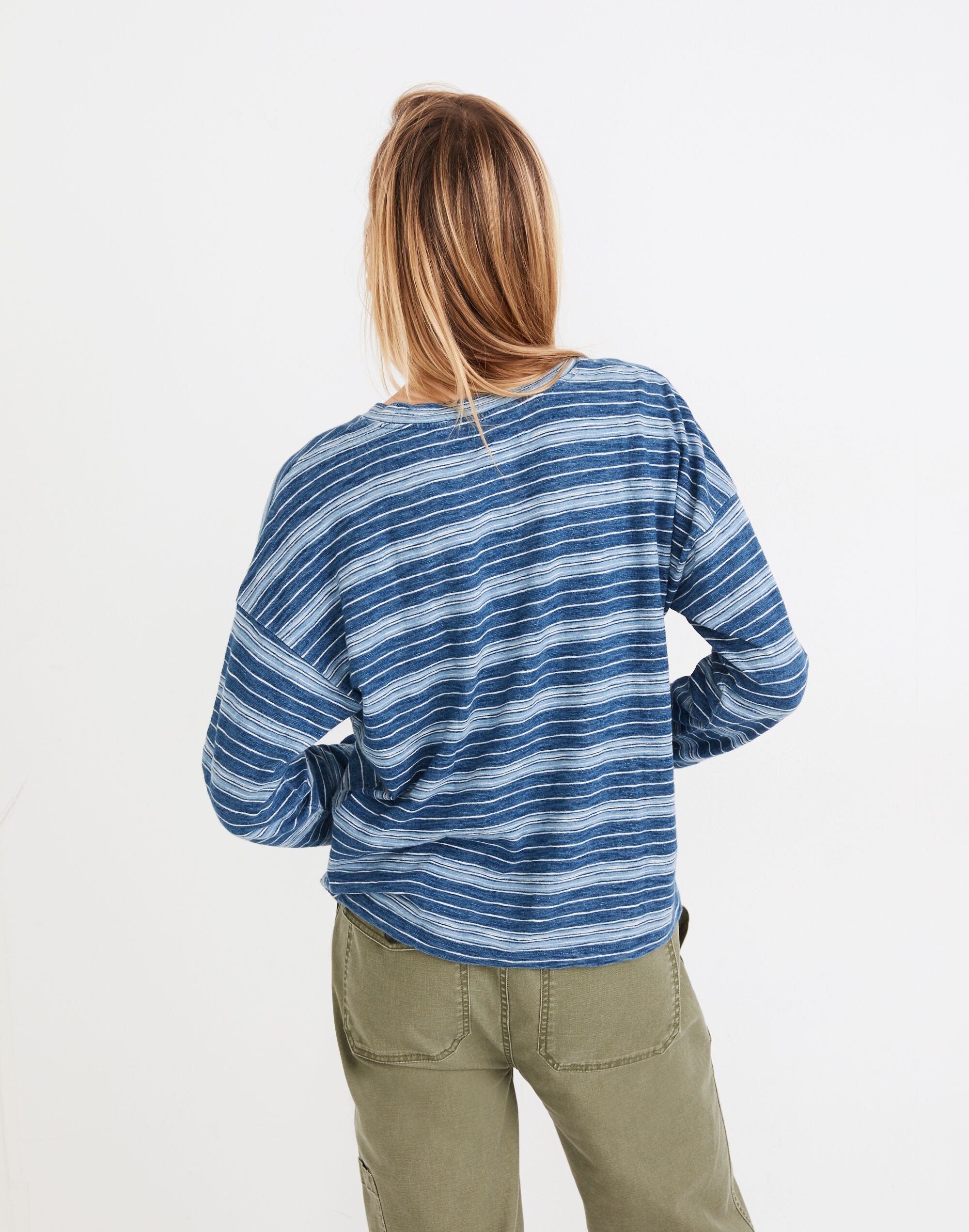 Roster Henley Tee in Indigo Stripe