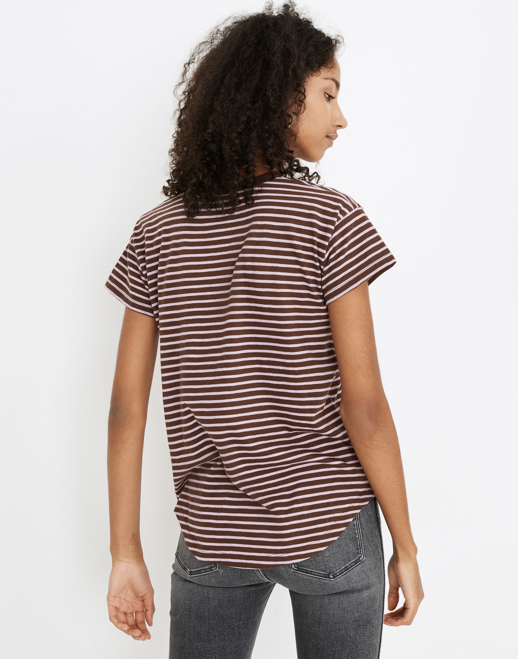 Whisper Cotton Rib-Crewneck Tee in Rory Stripe