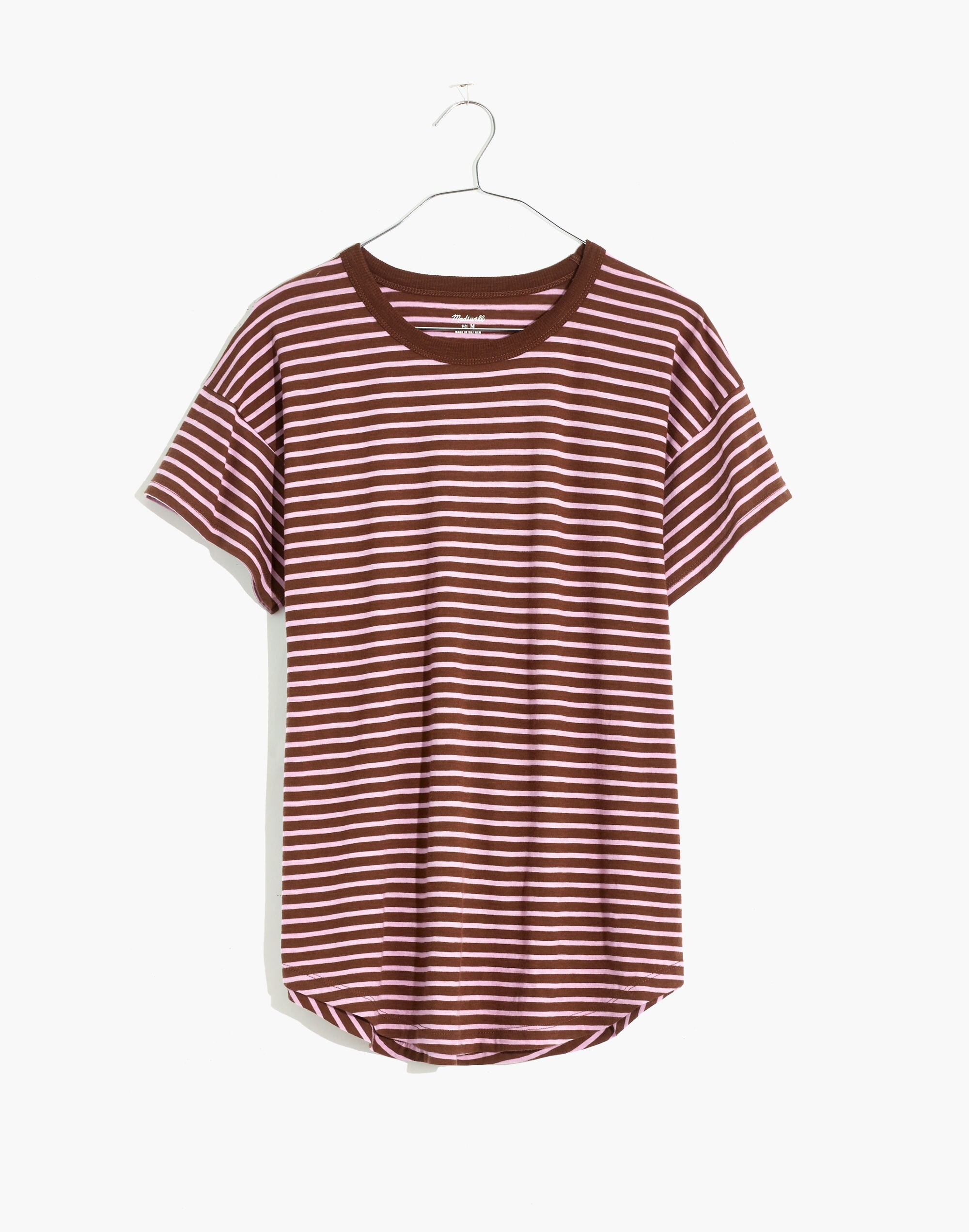 Whisper Cotton Rib-Crewneck Tee in Rory Stripe