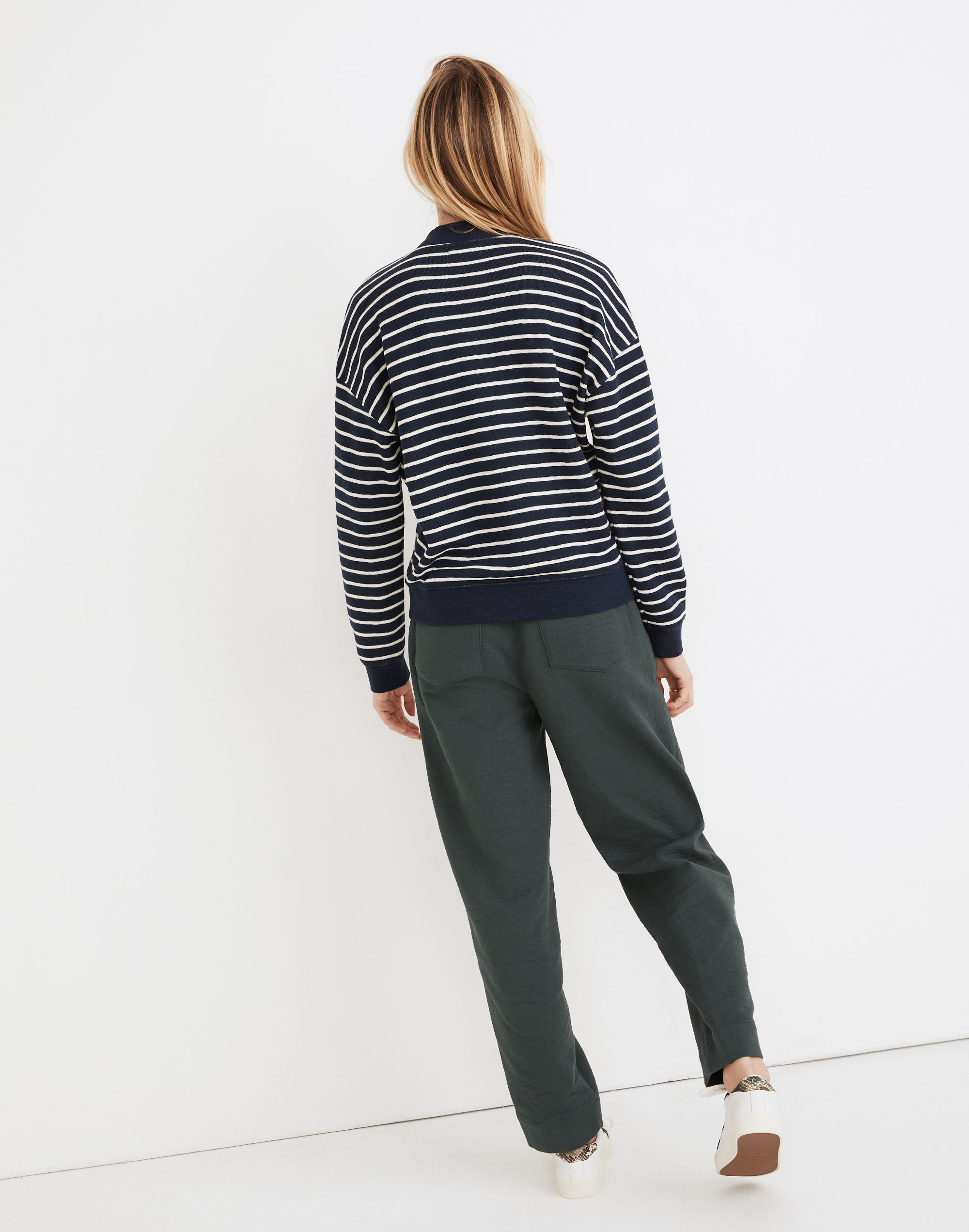 Quilted Studio Mockneck Sweatshirt in Stripe
