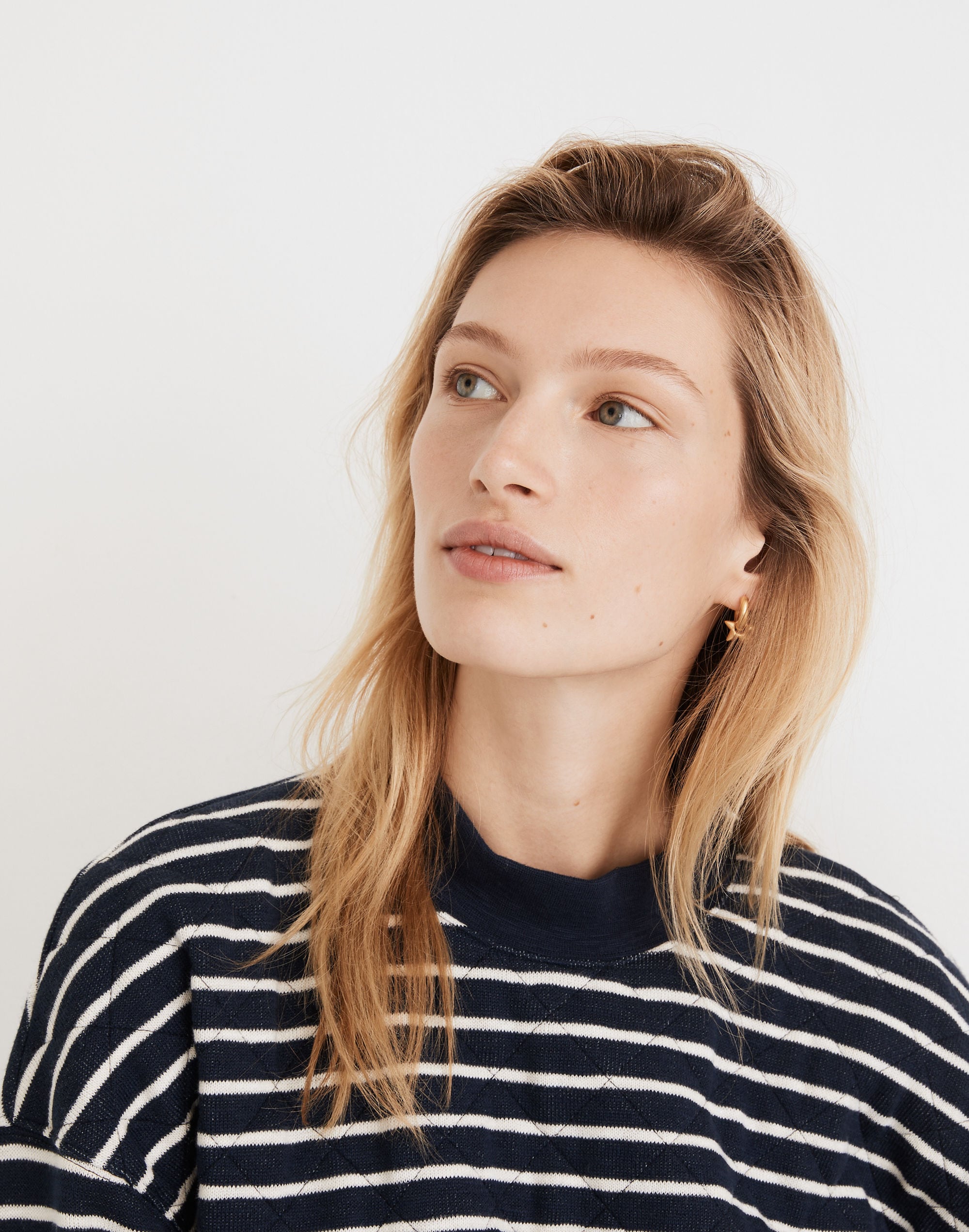 Quilted Studio Mockneck Sweatshirt in Stripe