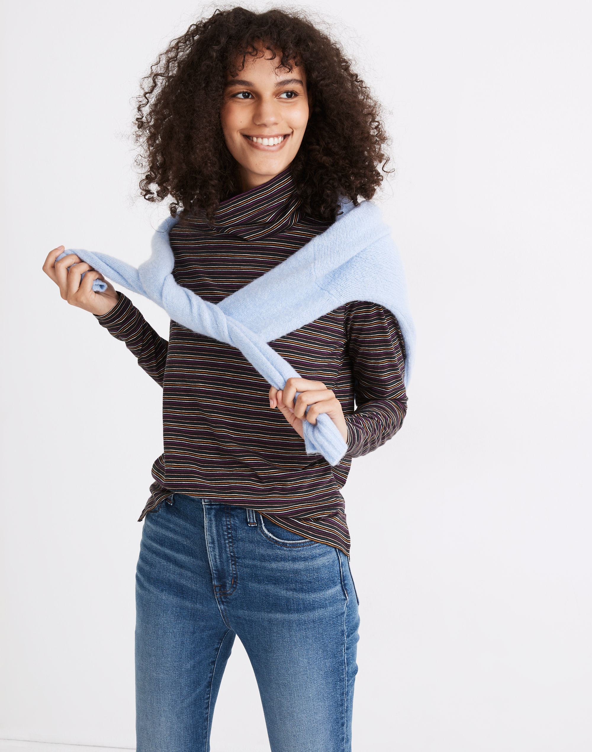 Whisper Cotton Turtleneck in Evie Stripe