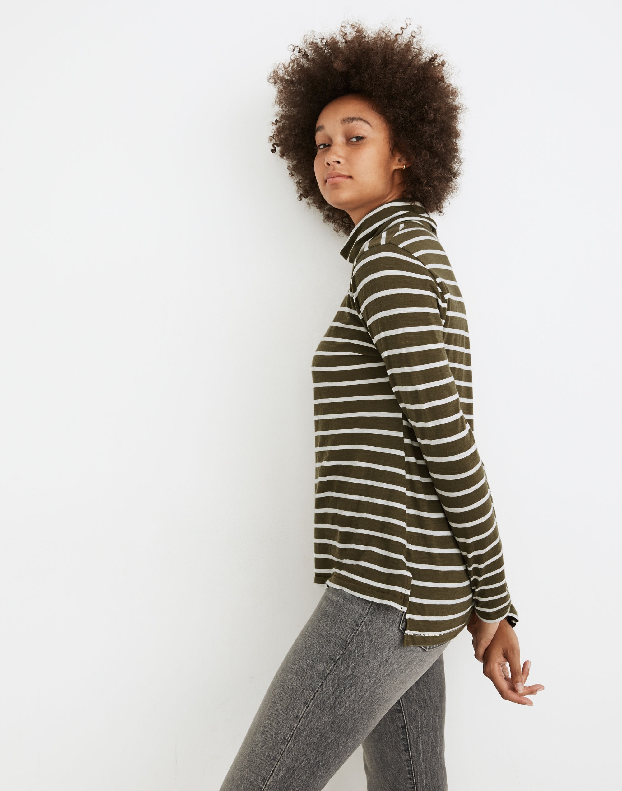 Whisper Cotton Turtleneck in Esme Stripe
