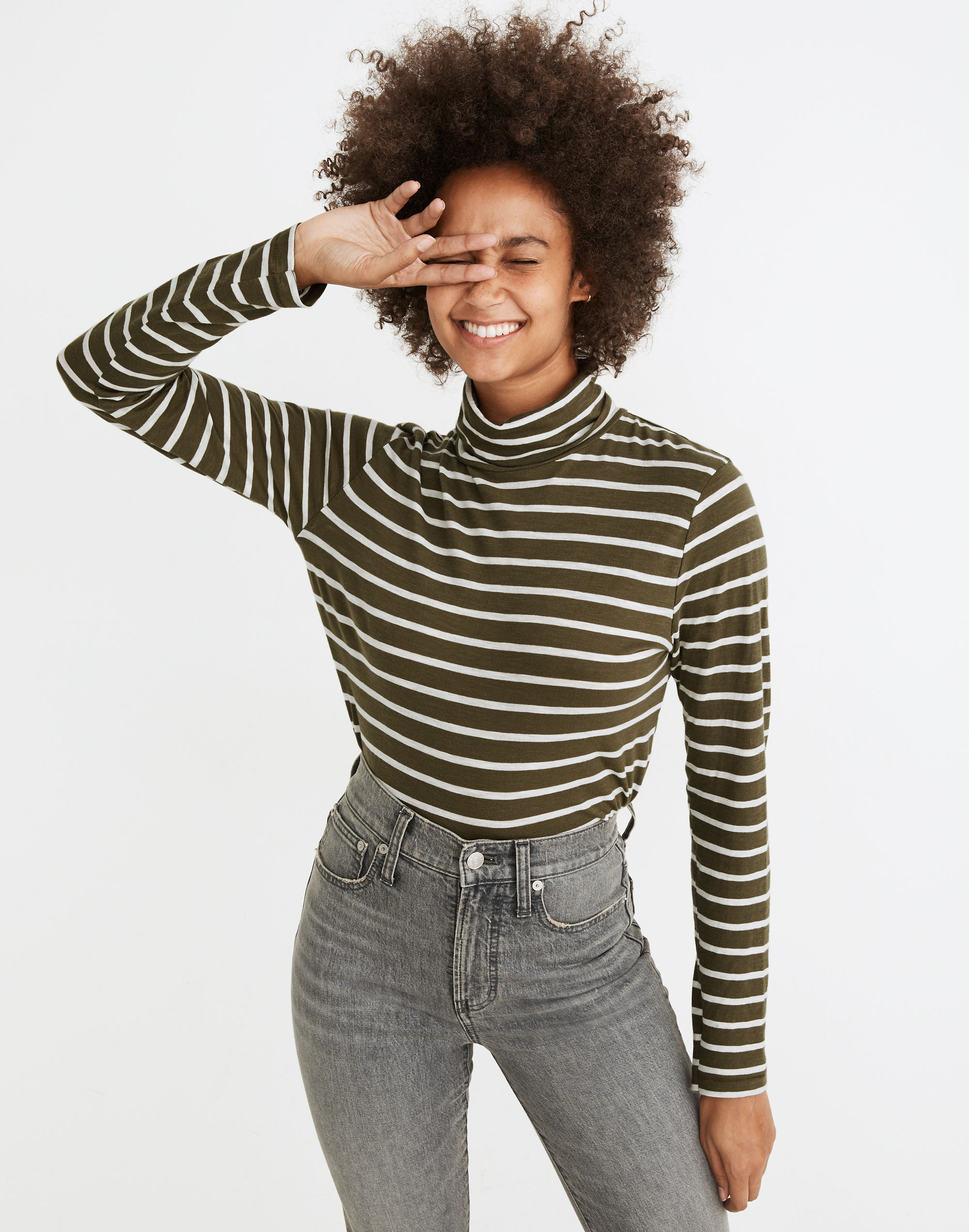 Whisper Cotton Turtleneck in Esme Stripe