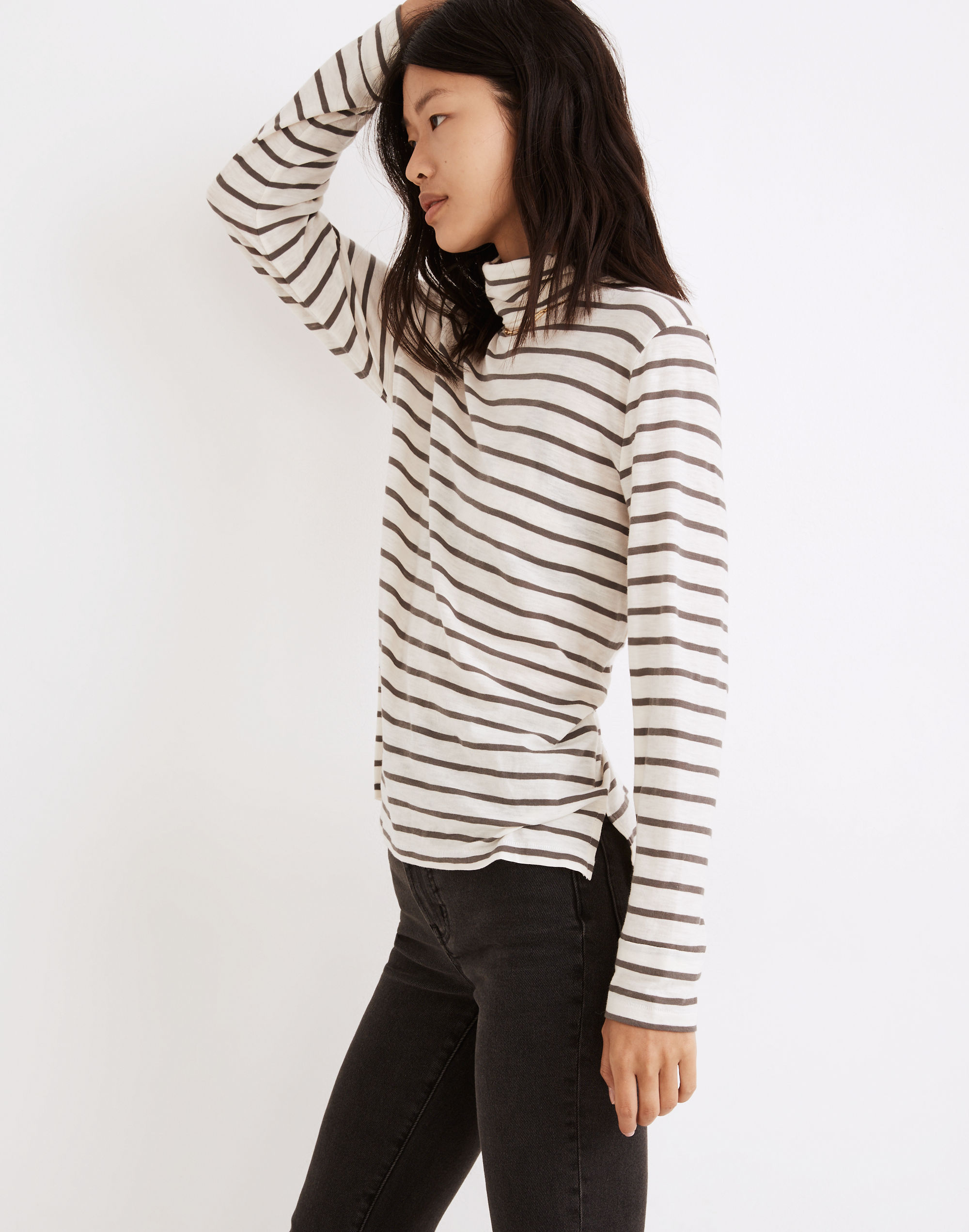Whisper Cotton Turtleneck in Esme Stripe
