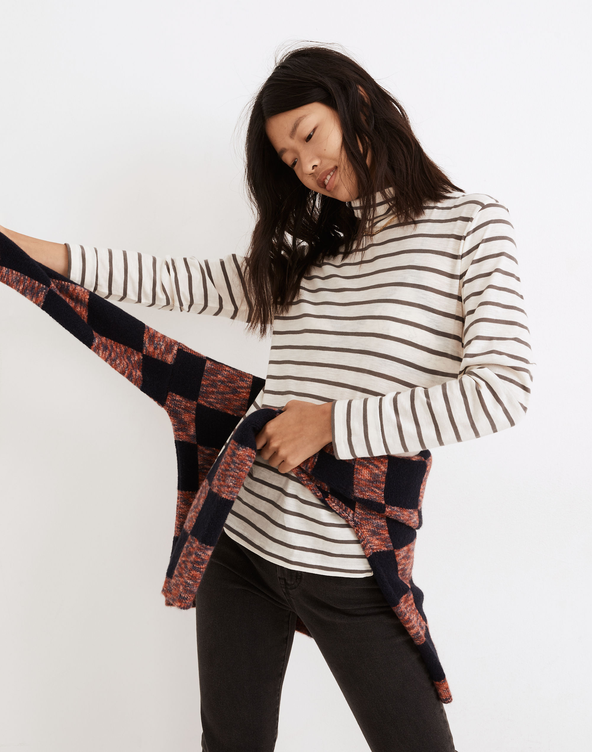 Whisper Cotton Turtleneck in Esme Stripe