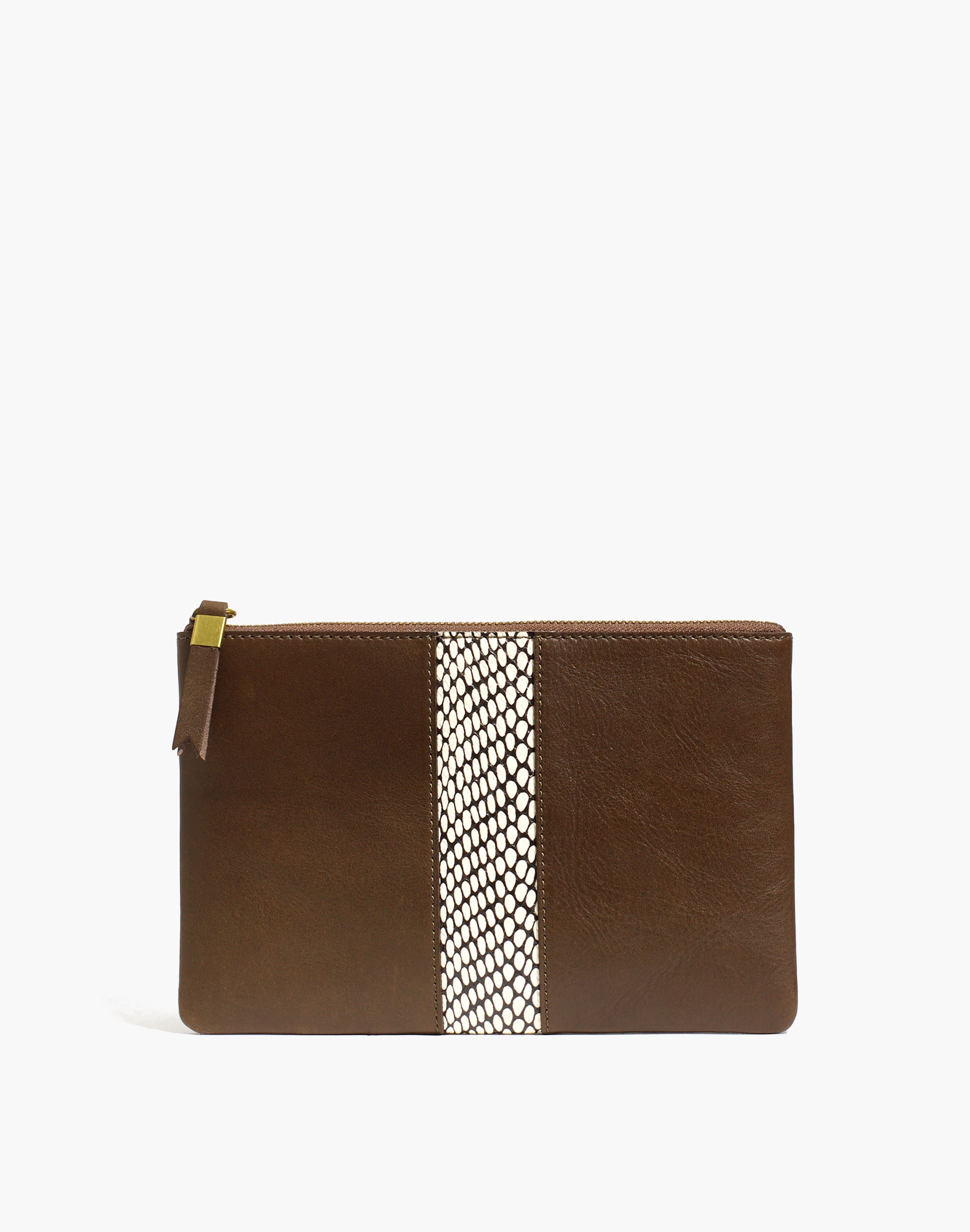 The Suede Pouch Clutch: Snake Embossed Leather Inset Edition