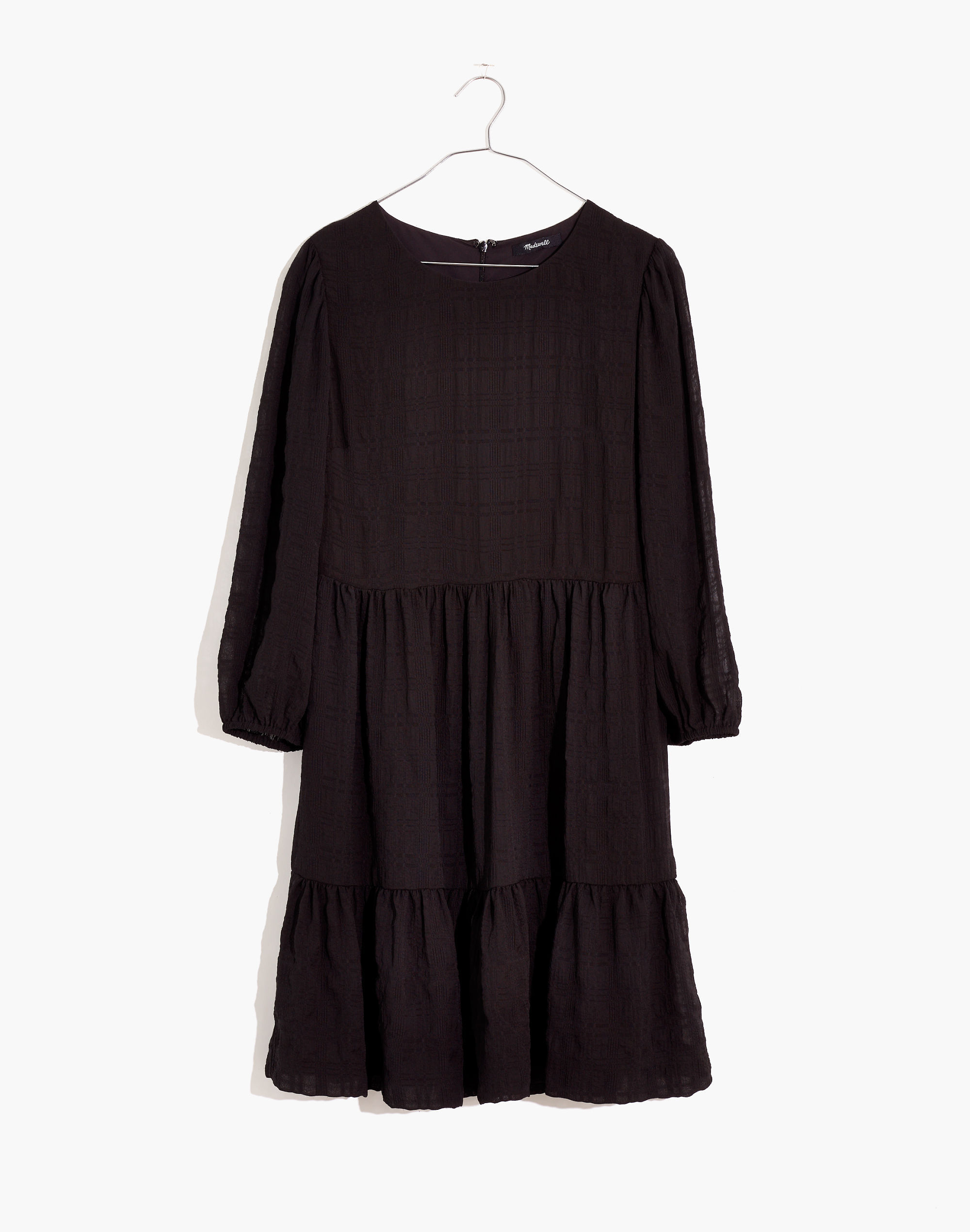 Petite Puff-Sleeve Ruffle-Hem Mini Dress