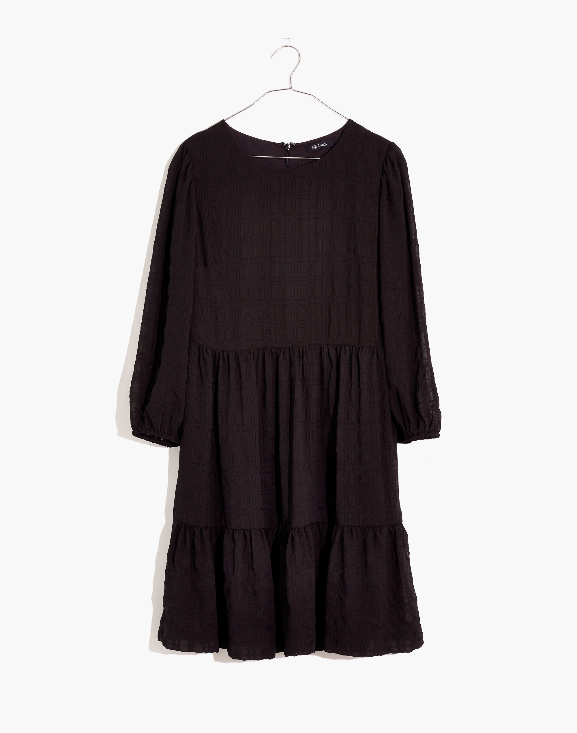 Puff-Sleeve Ruffle-Hem Mini Dress