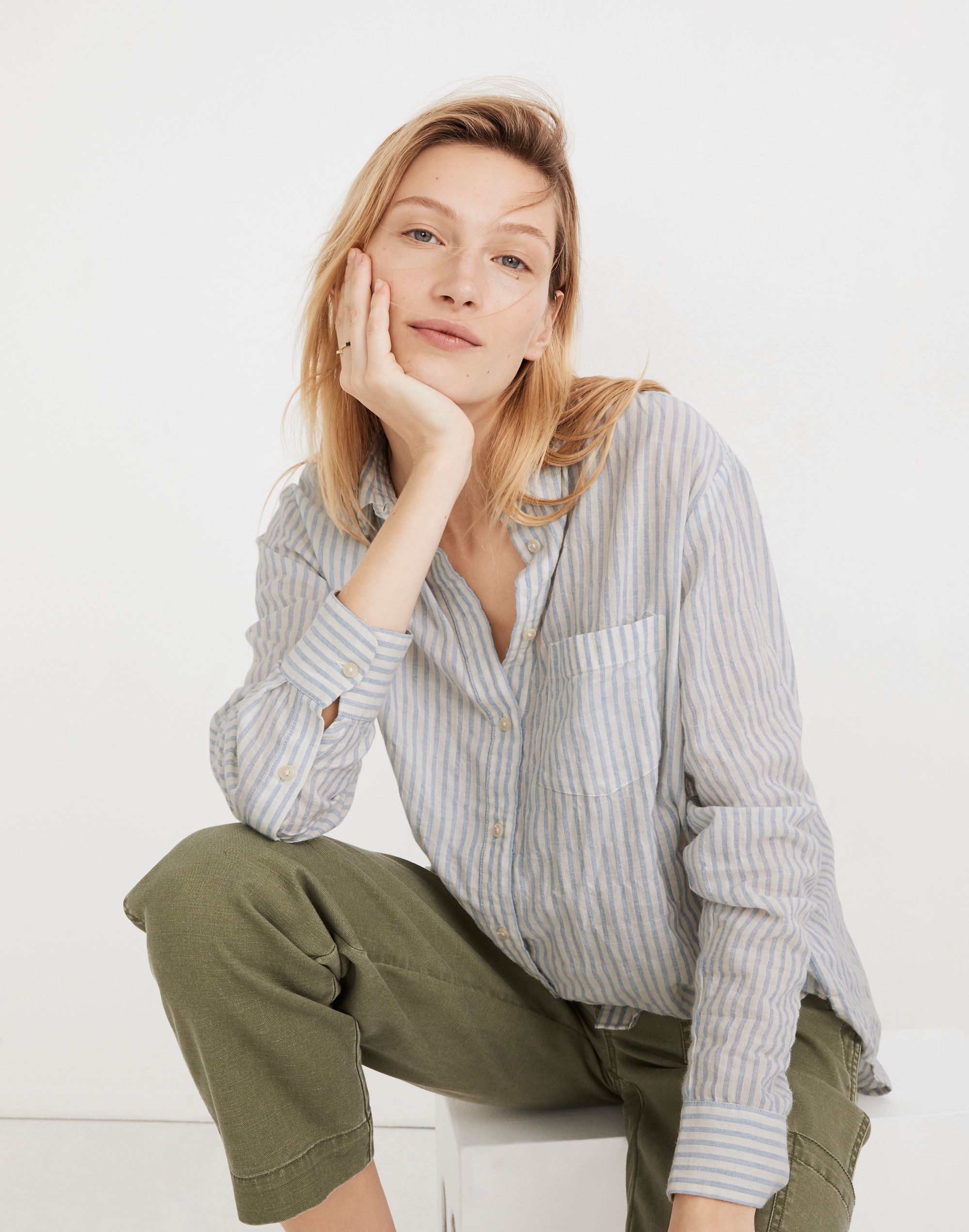 oversized ex-boyfriend shirt in fanning stripe
