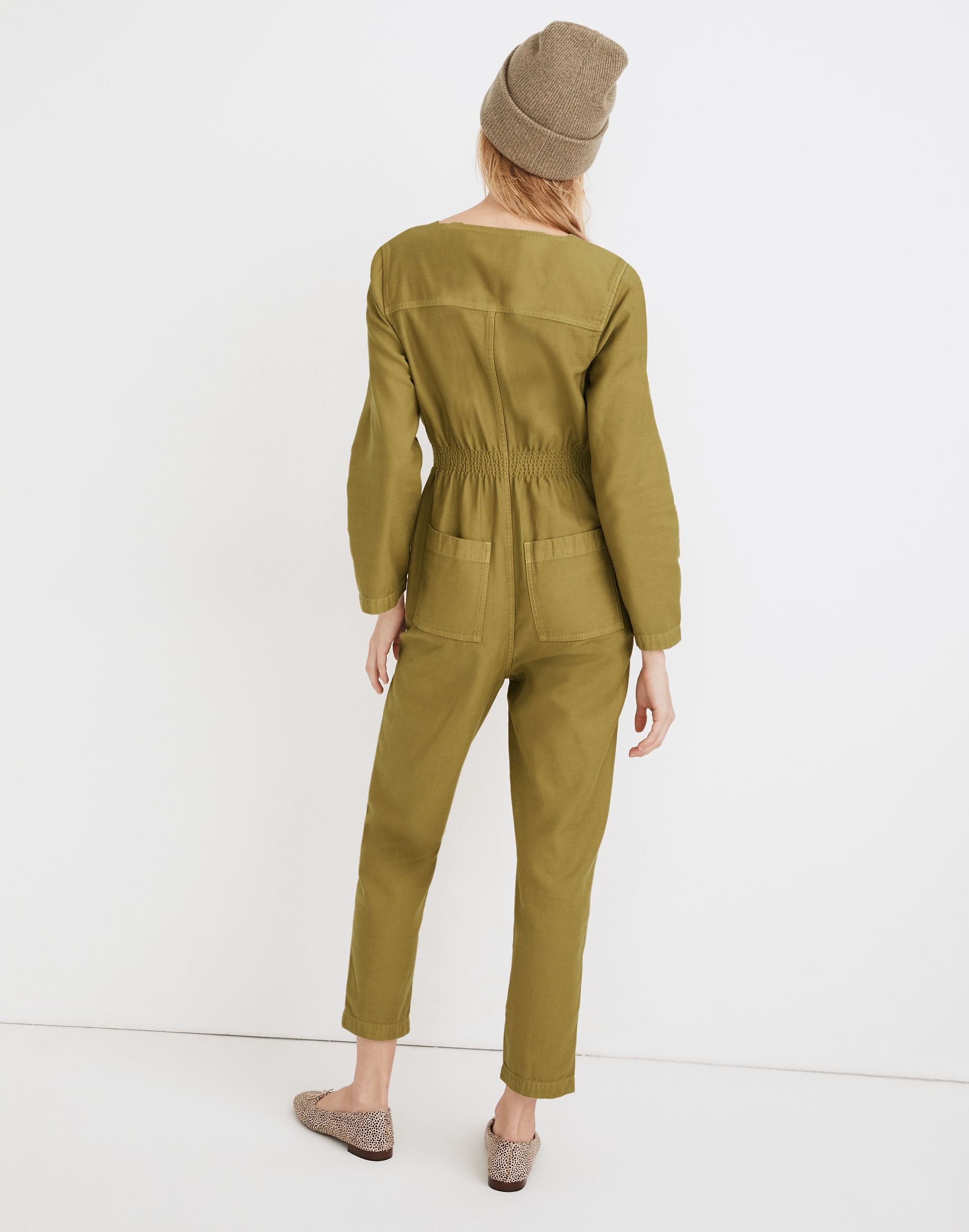 Garment-Dyed Patch Pocket Coverall Jumpsuit