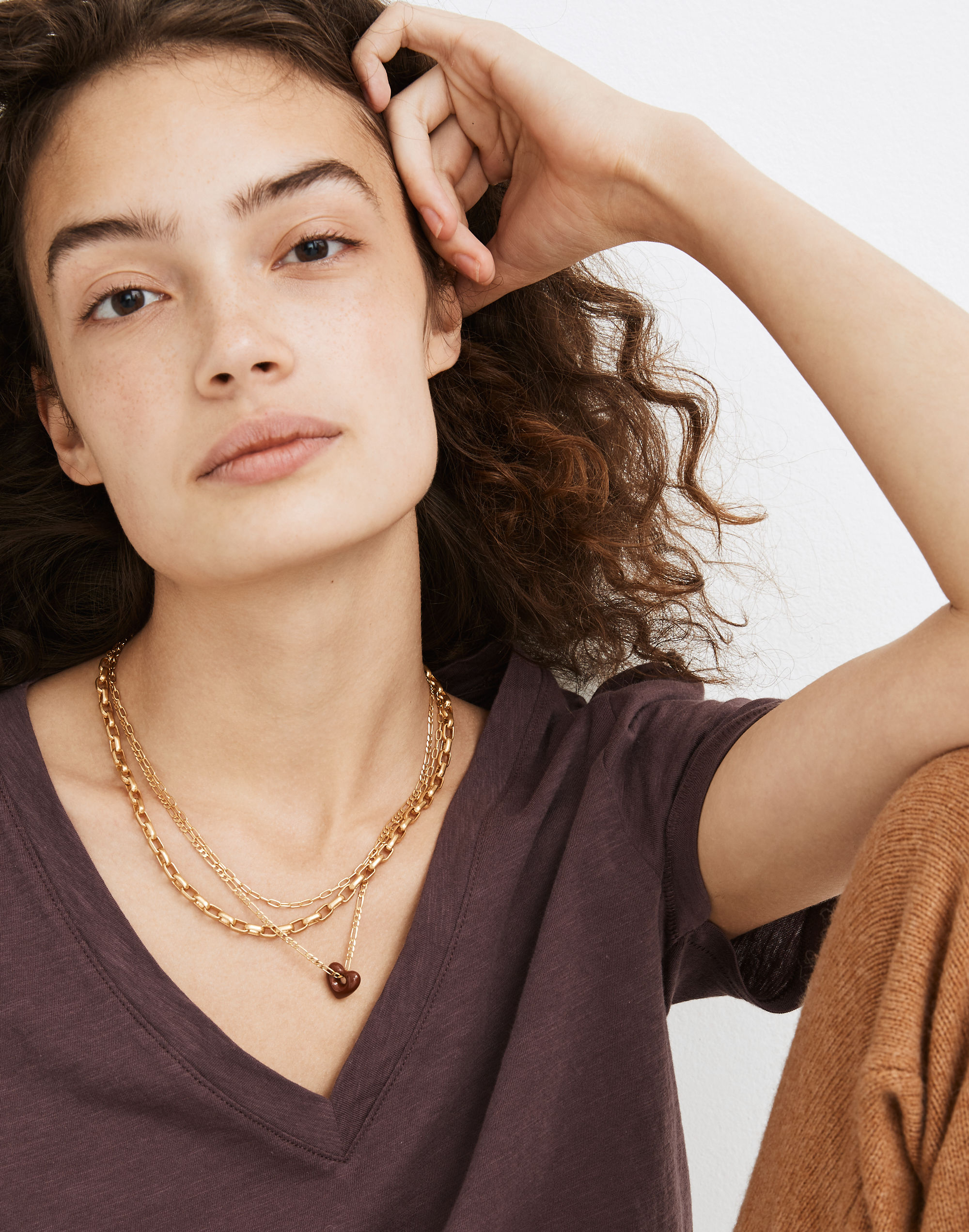 Enamel Heart Chain Necklace Set