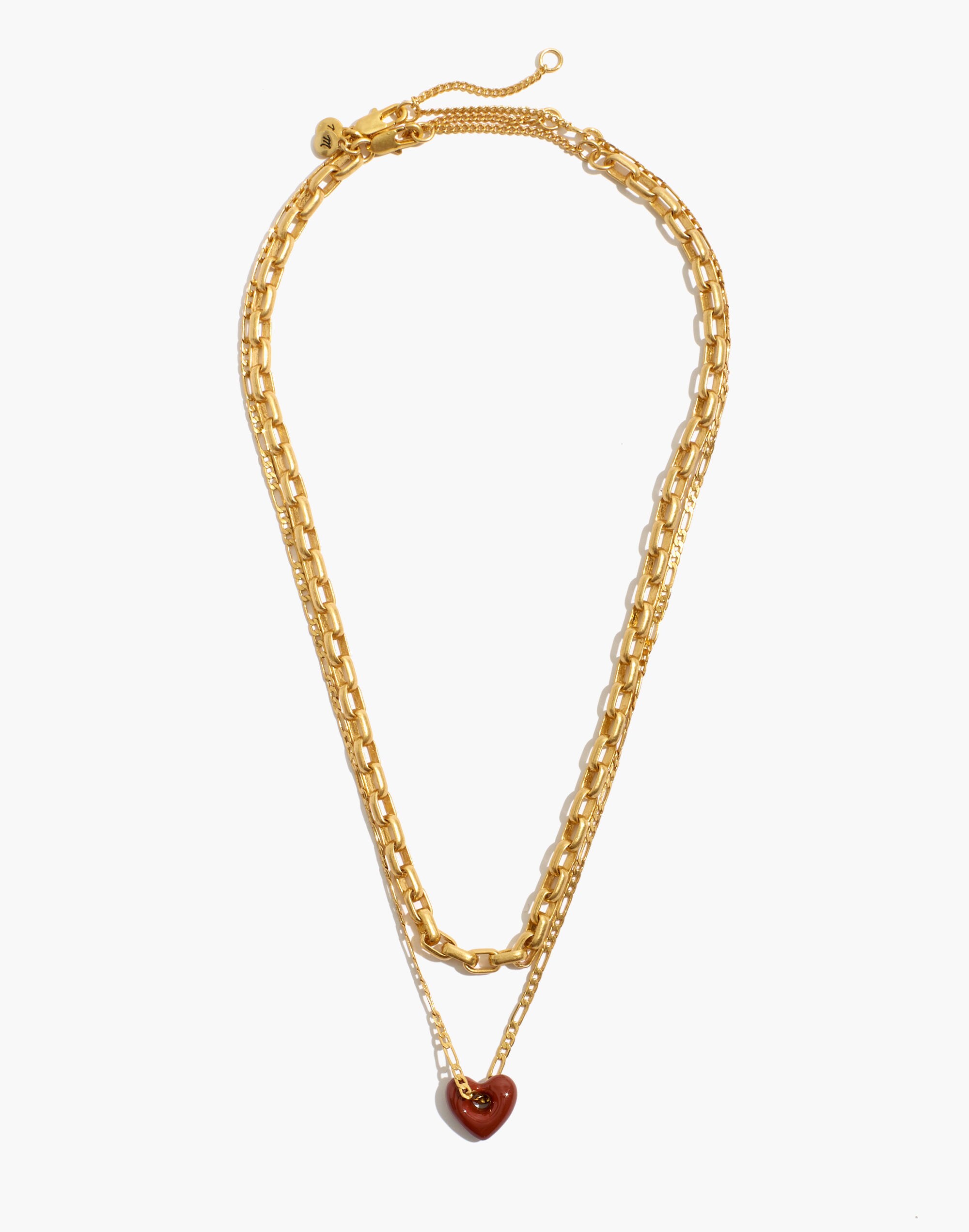 Enamel Heart Chain Necklace Set