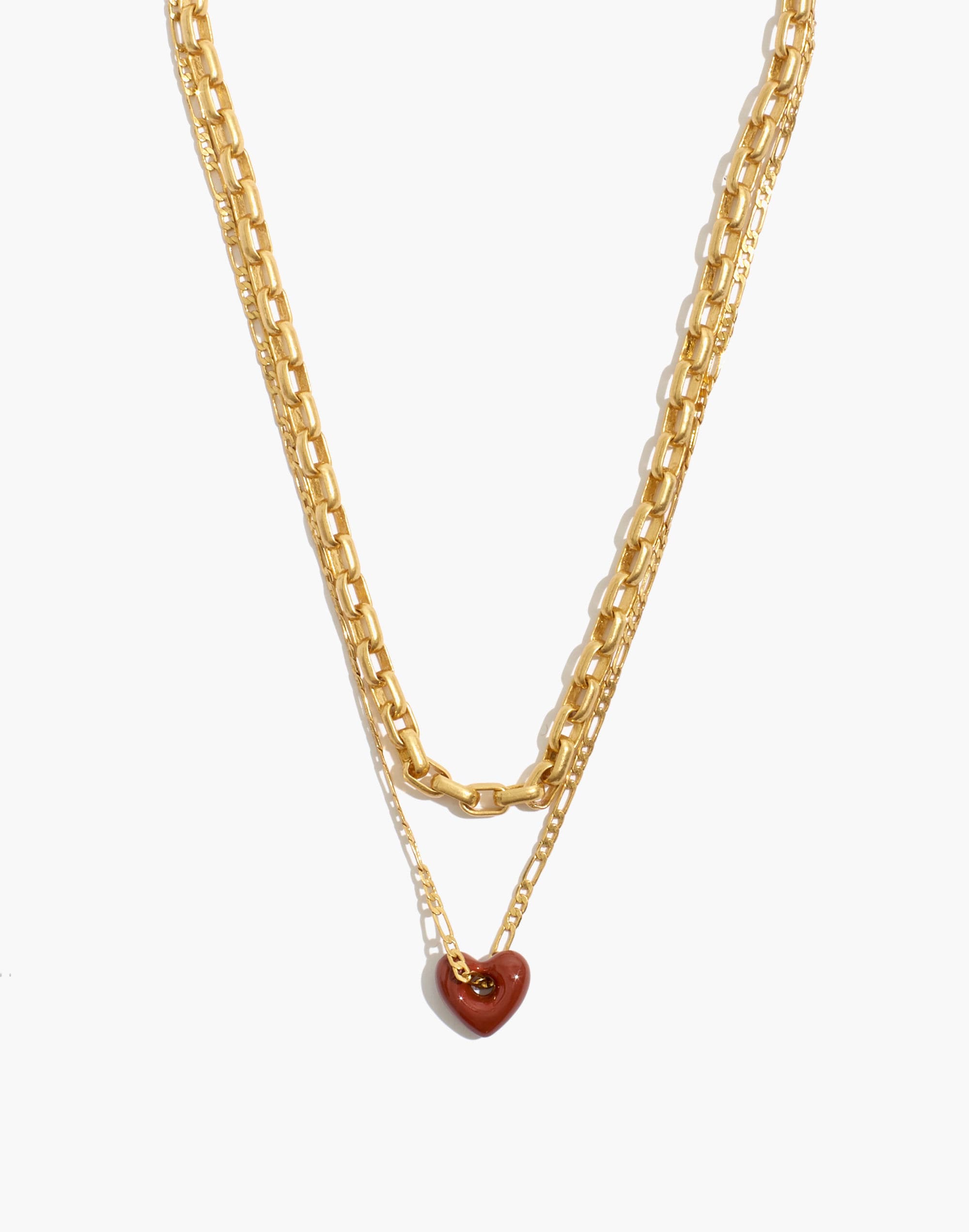 Enamel Heart Chain Necklace Set