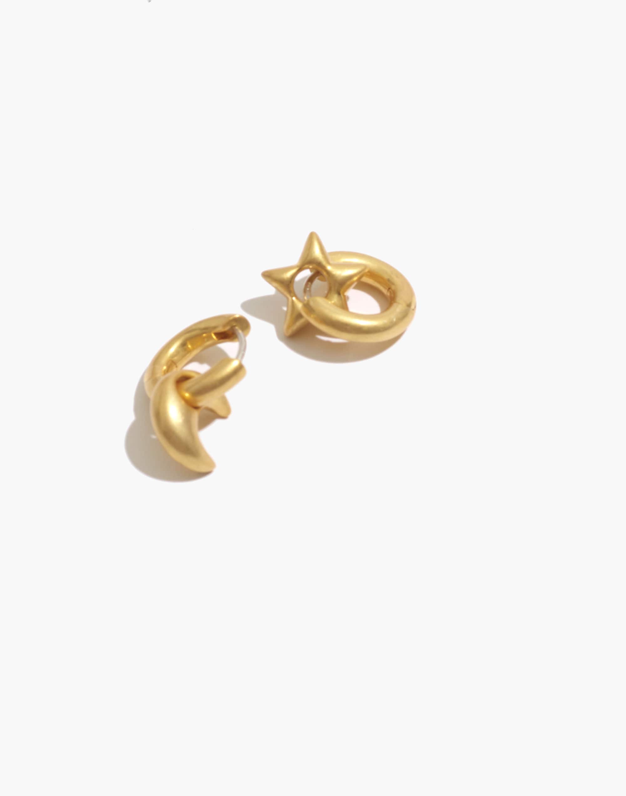 Chunky Star and Moon Huggie Hoop Earrings