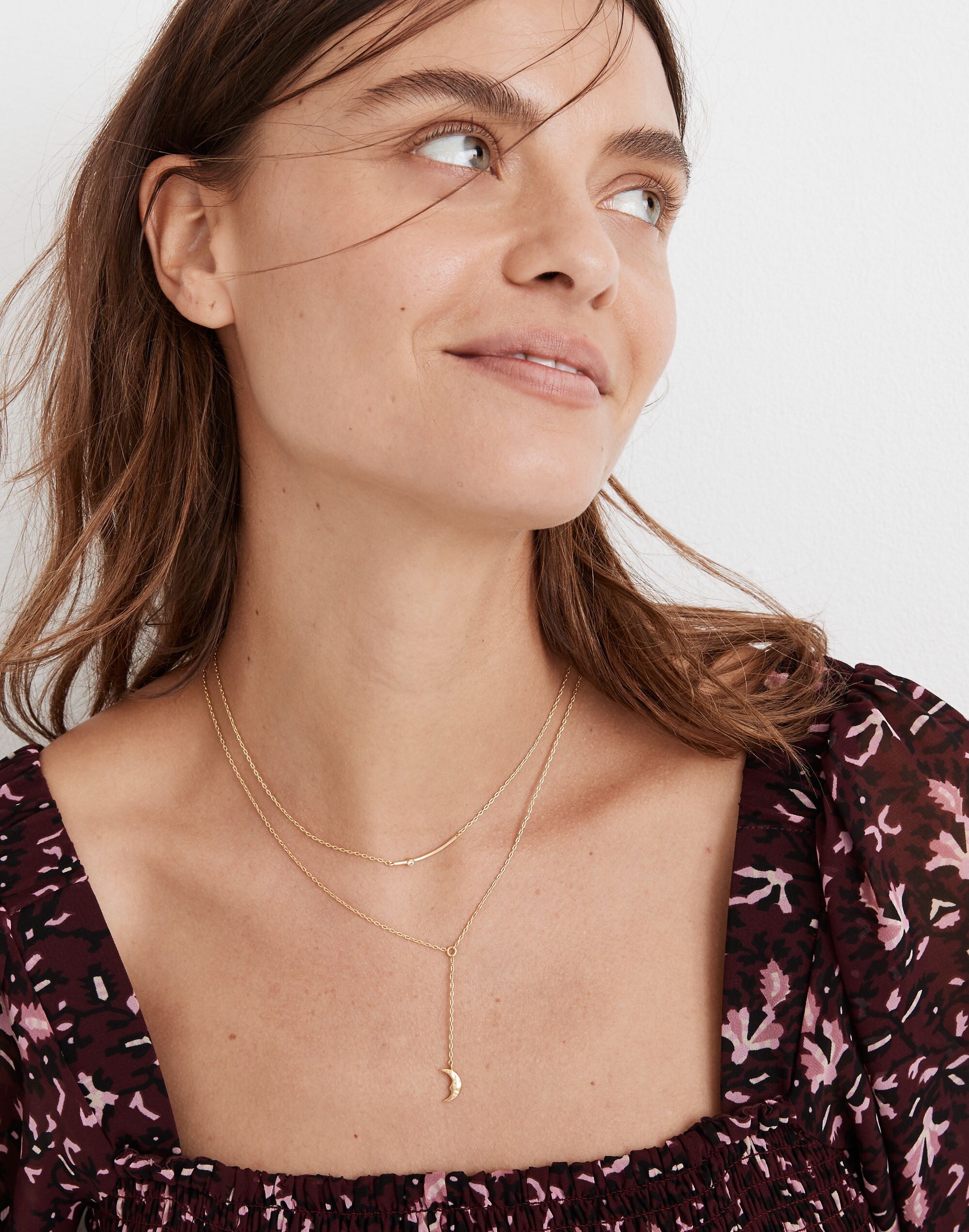 Hammered Moon Chain Necklace Set