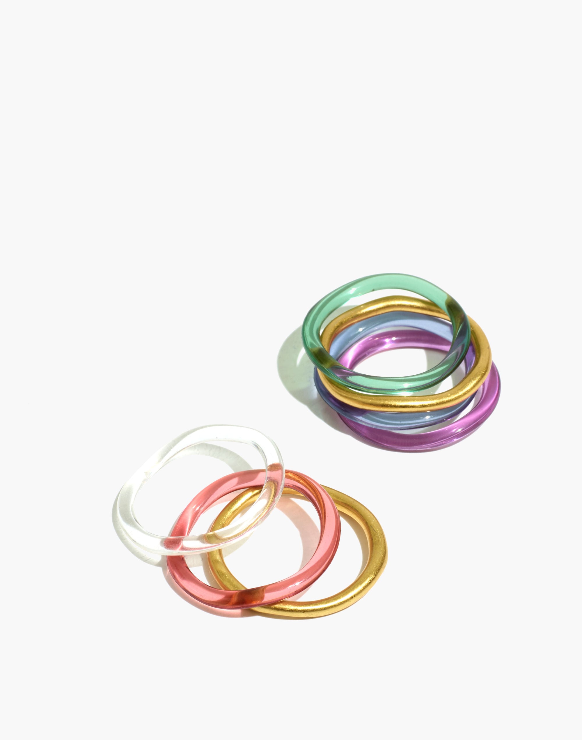 Rainbow Resin Stacking Ring Set