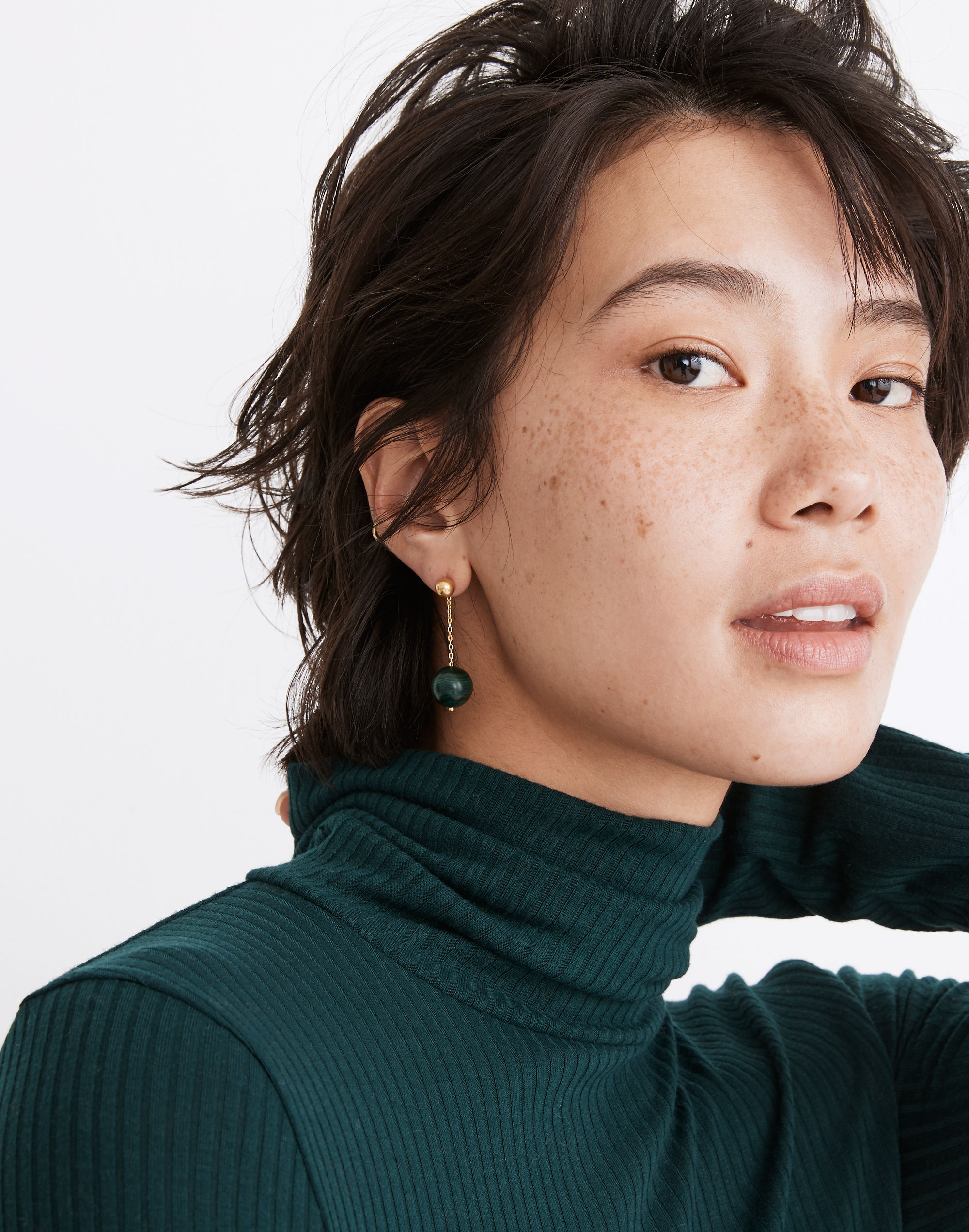 Stone Bead Drop Earrings