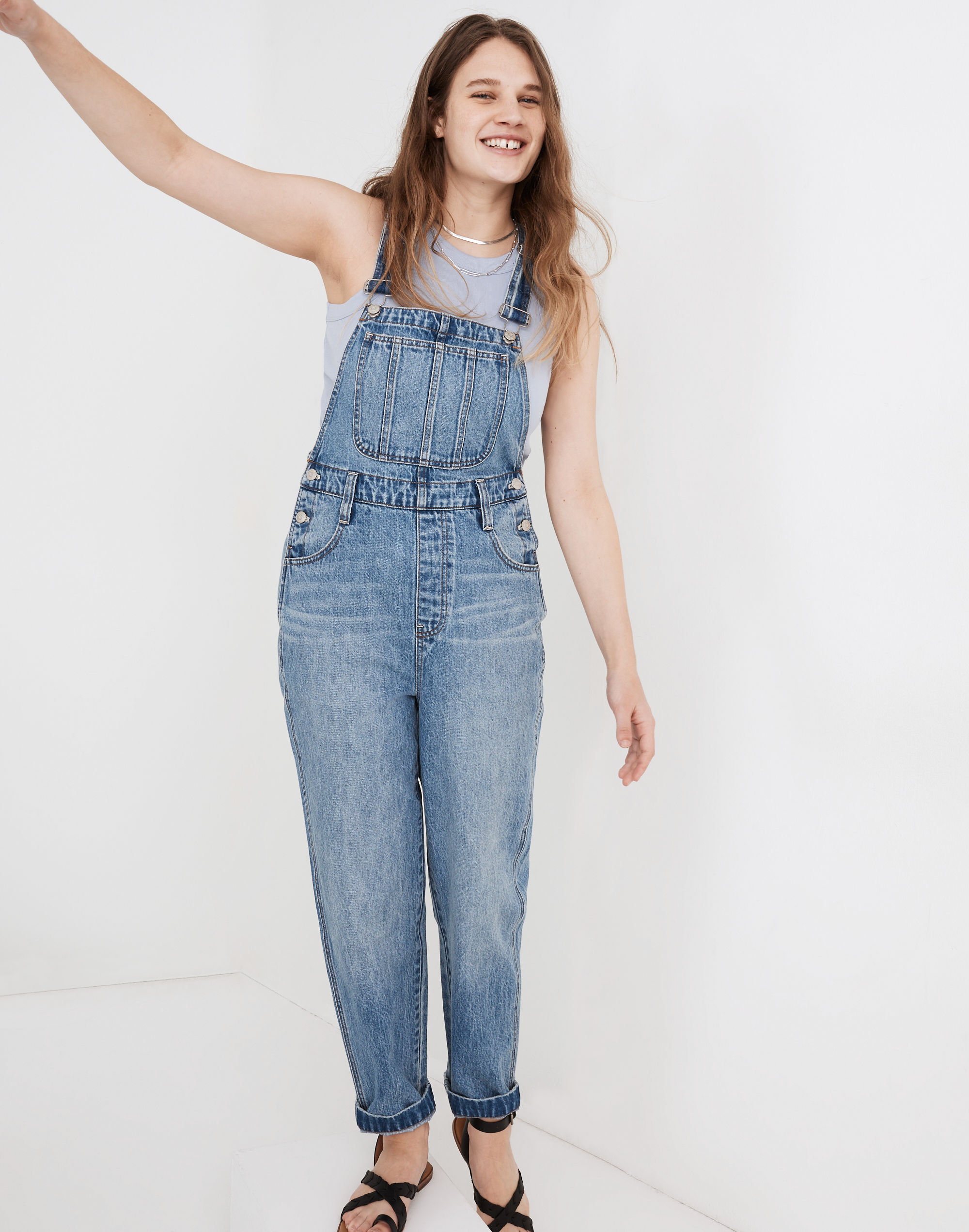 baggy tapered overalls in doran wash