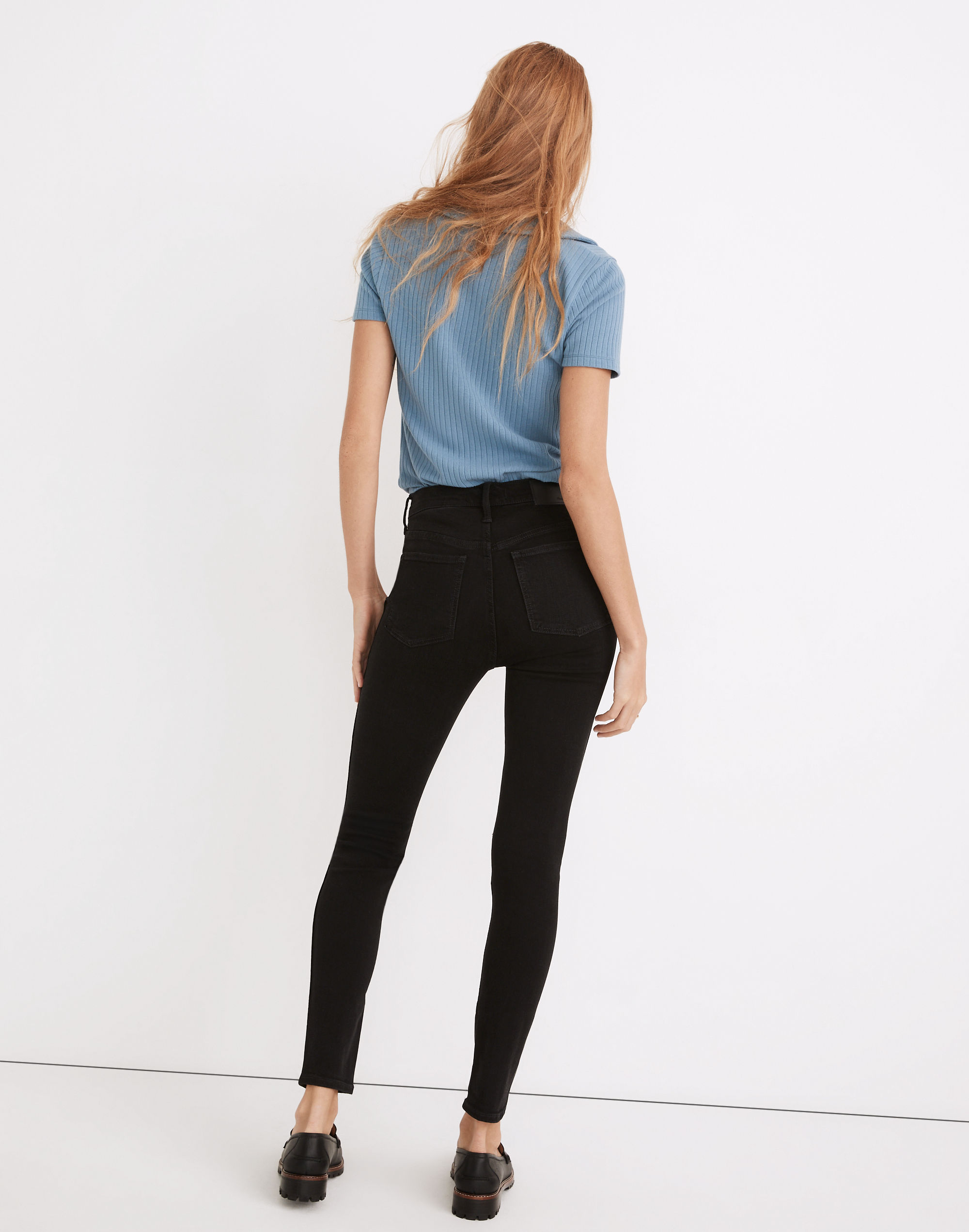 10" High-Rise Roadtripper Supersoft Jeans in Davie Wash: Knee-Rip Edition