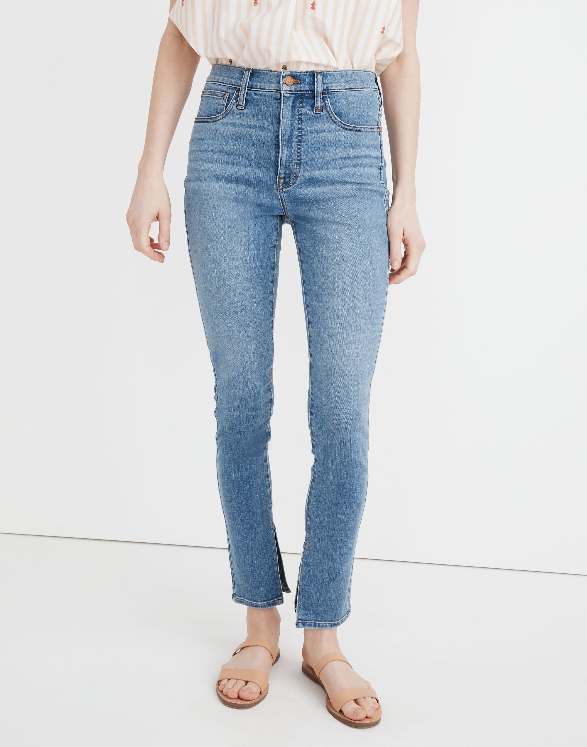 10" High-Rise Roadtripper Supersoft Jeans in Minford Wash: Ankle-Slit Edition