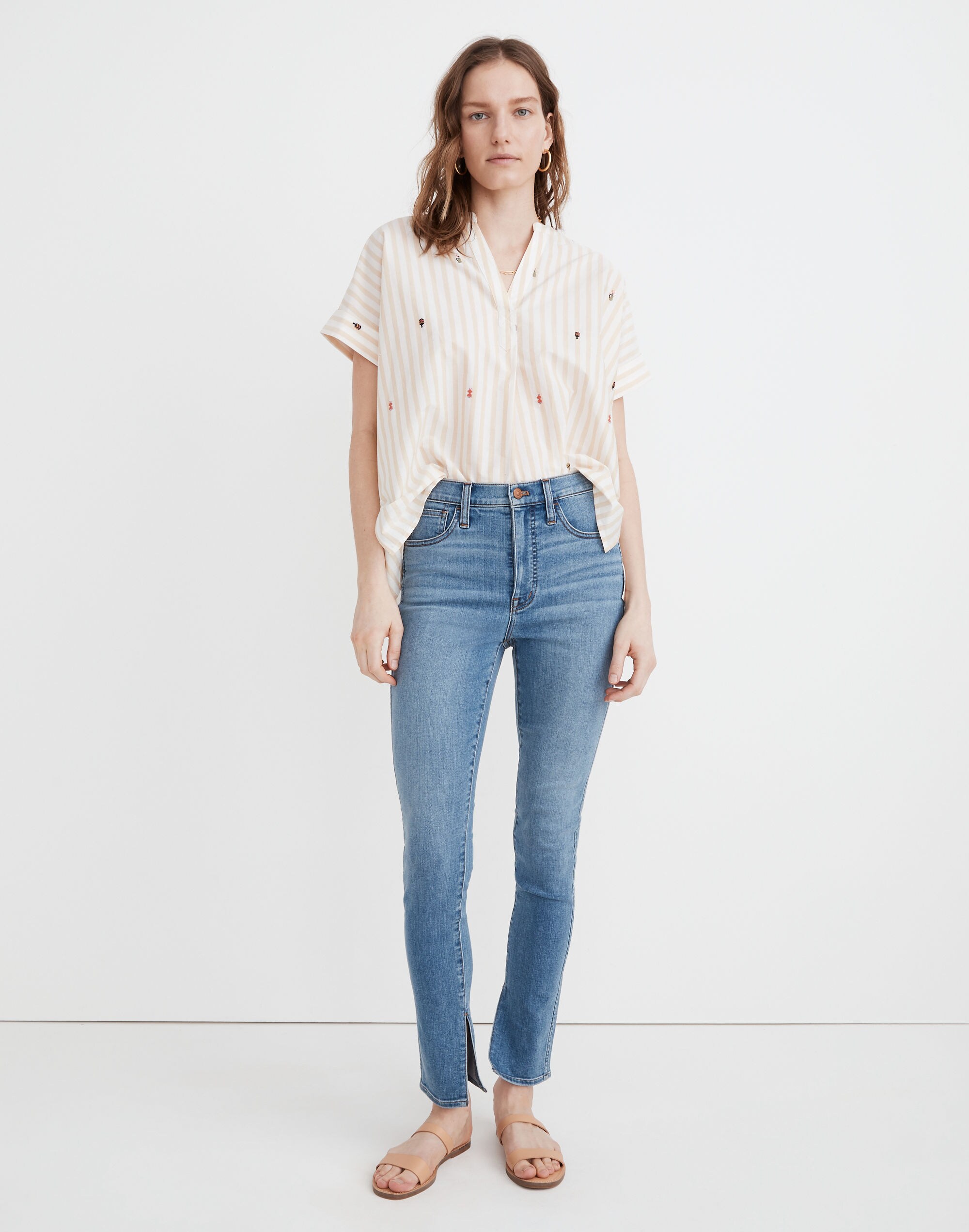 10" High-Rise Roadtripper Supersoft Jeans in Minford Wash: Ankle-Slit Edition