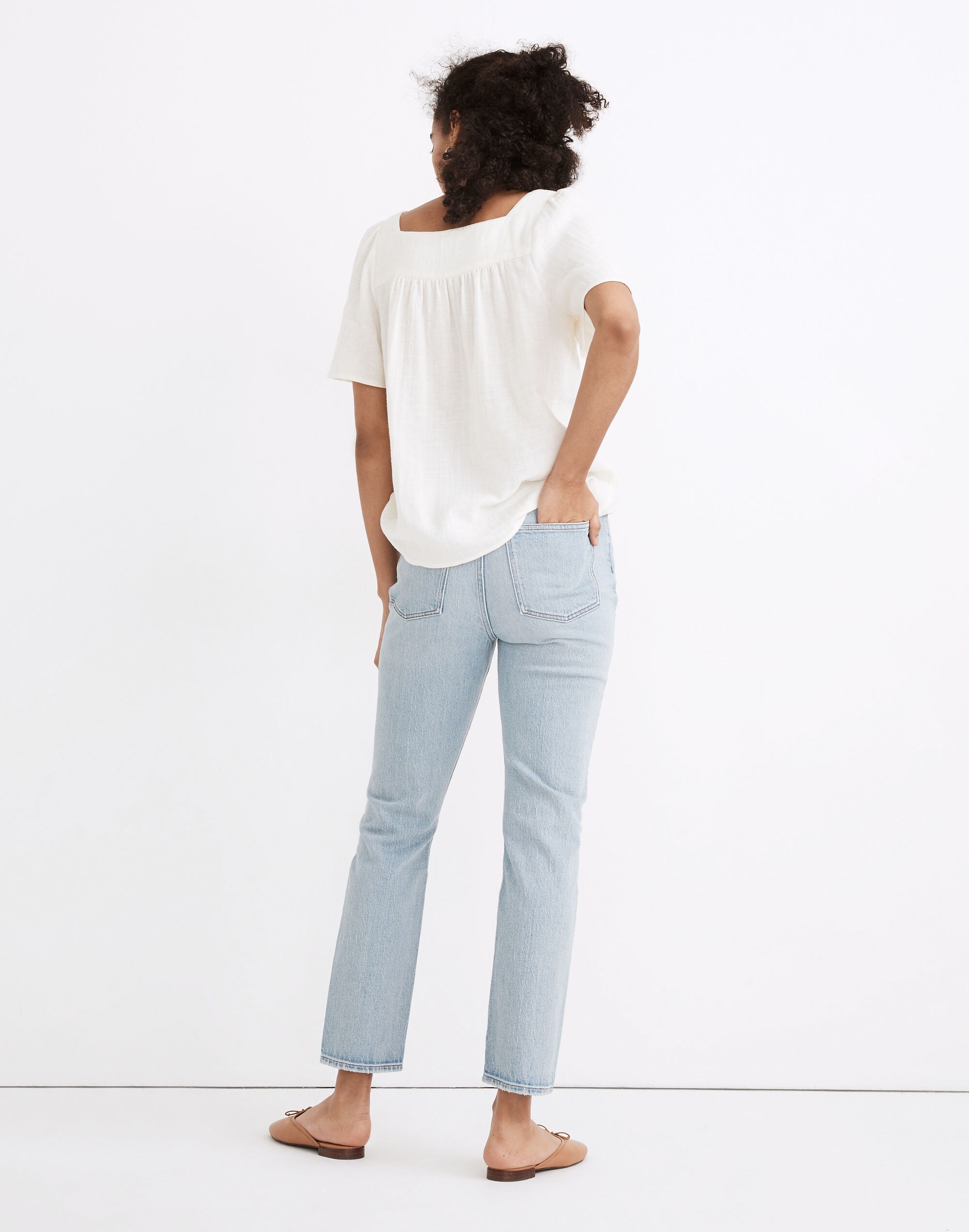 The Petite High-Rise Slim Crop Boyjean in Dumas Wash: Ripped Edition