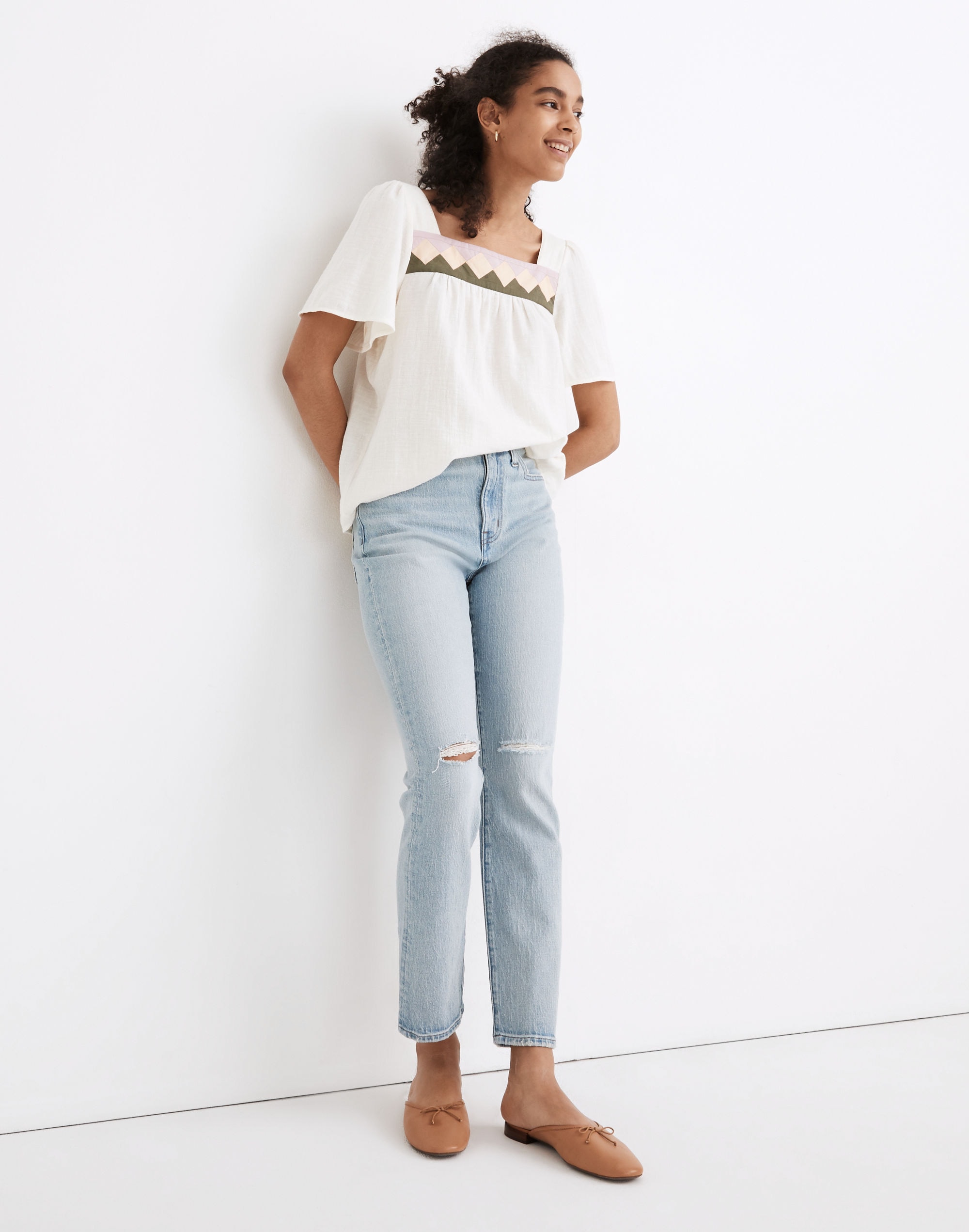 The Petite High-Rise Slim Crop Boyjean in Dumas Wash: Ripped Edition