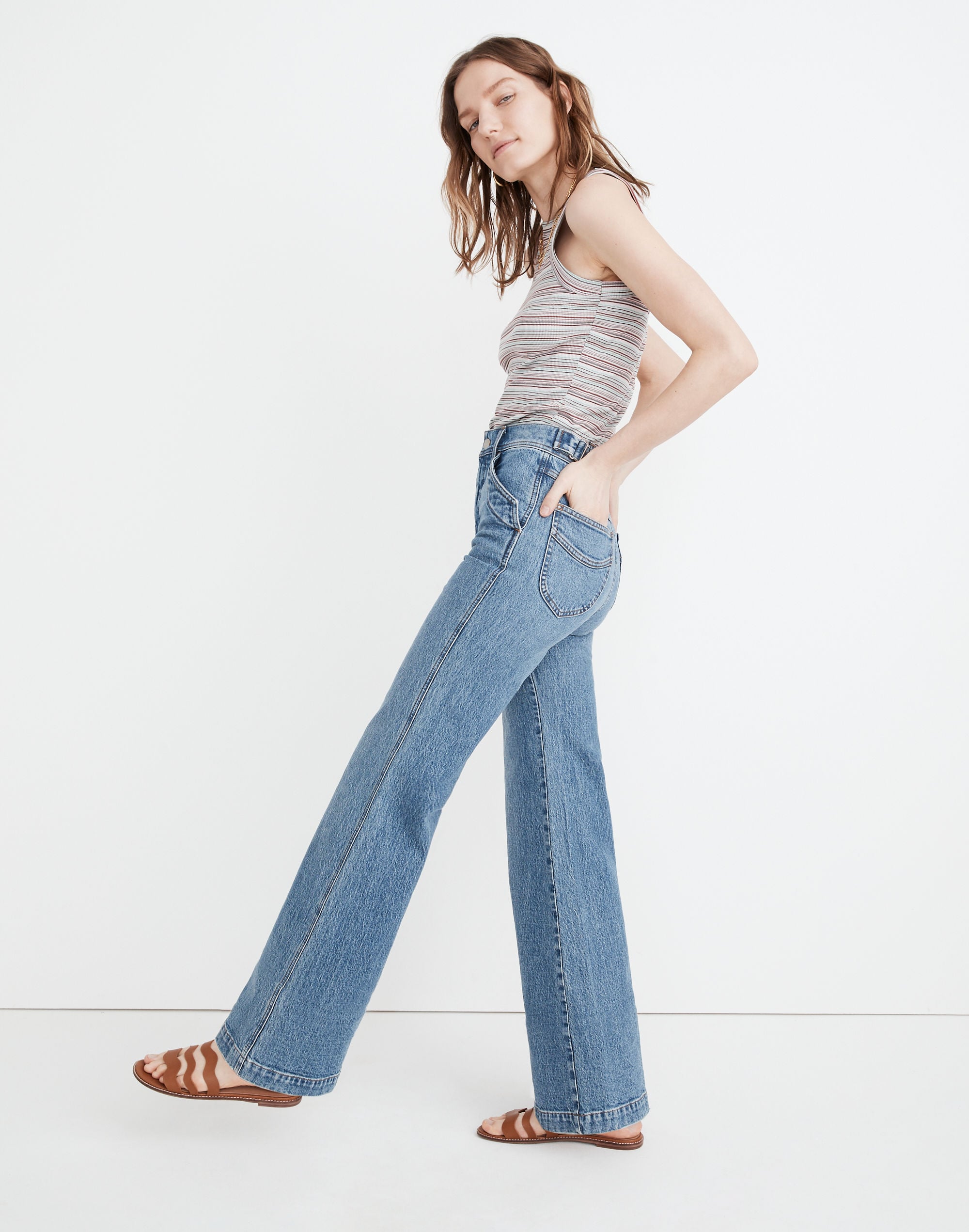 11" High-Rise Flare Jeans in Erickson Wash: Stitched-Pocket Edition