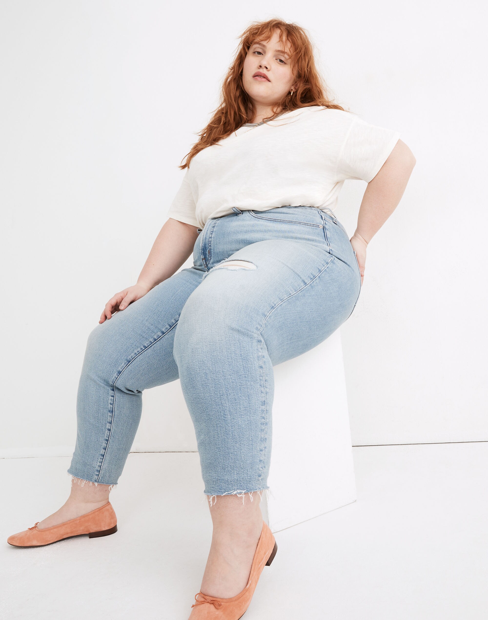 The Plus Curvy Perfect Vintage Jean in Coffey Wash: Worn-In Edition