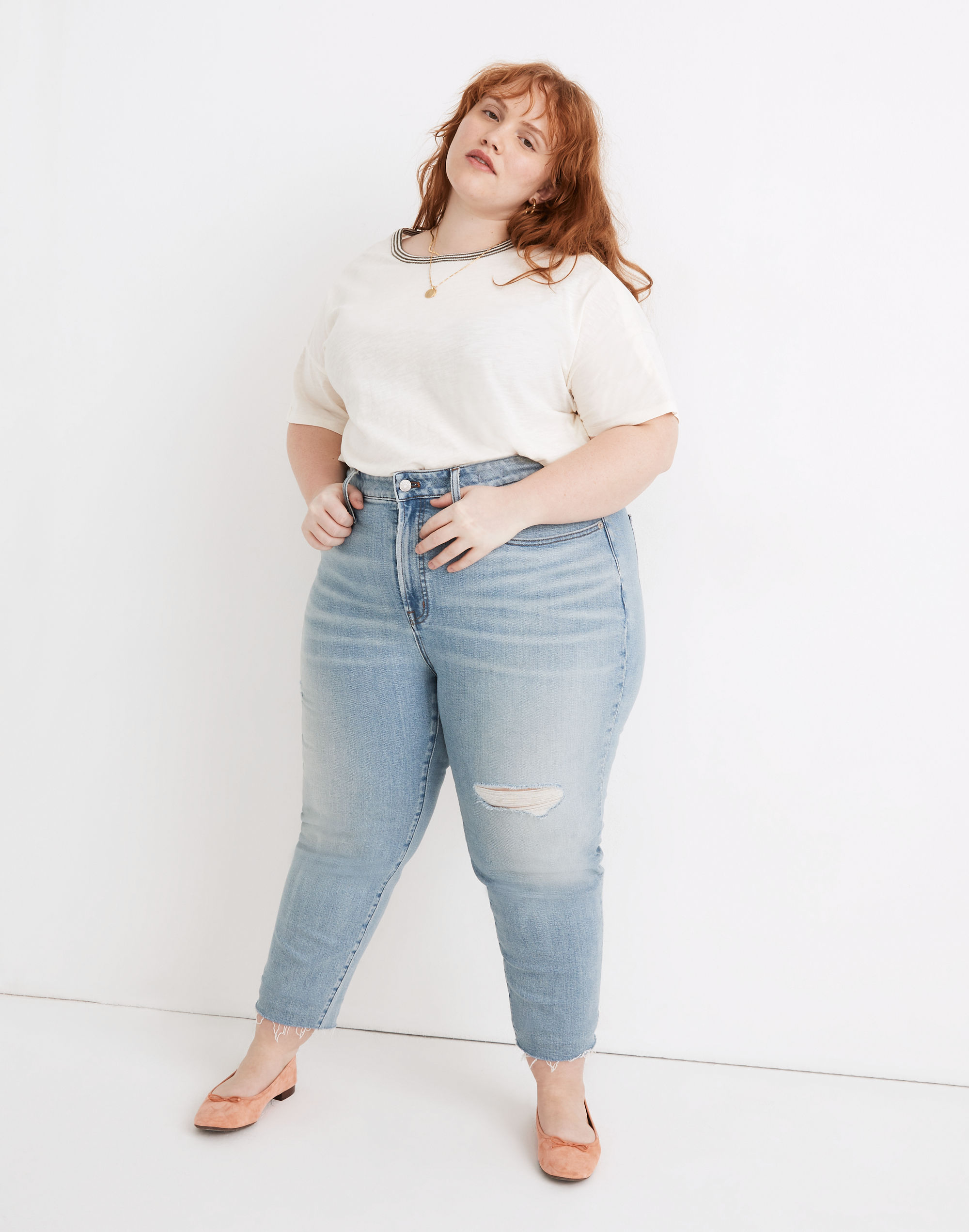 the plus curvy perfect vintage jean in coffey wash: worn-in edition