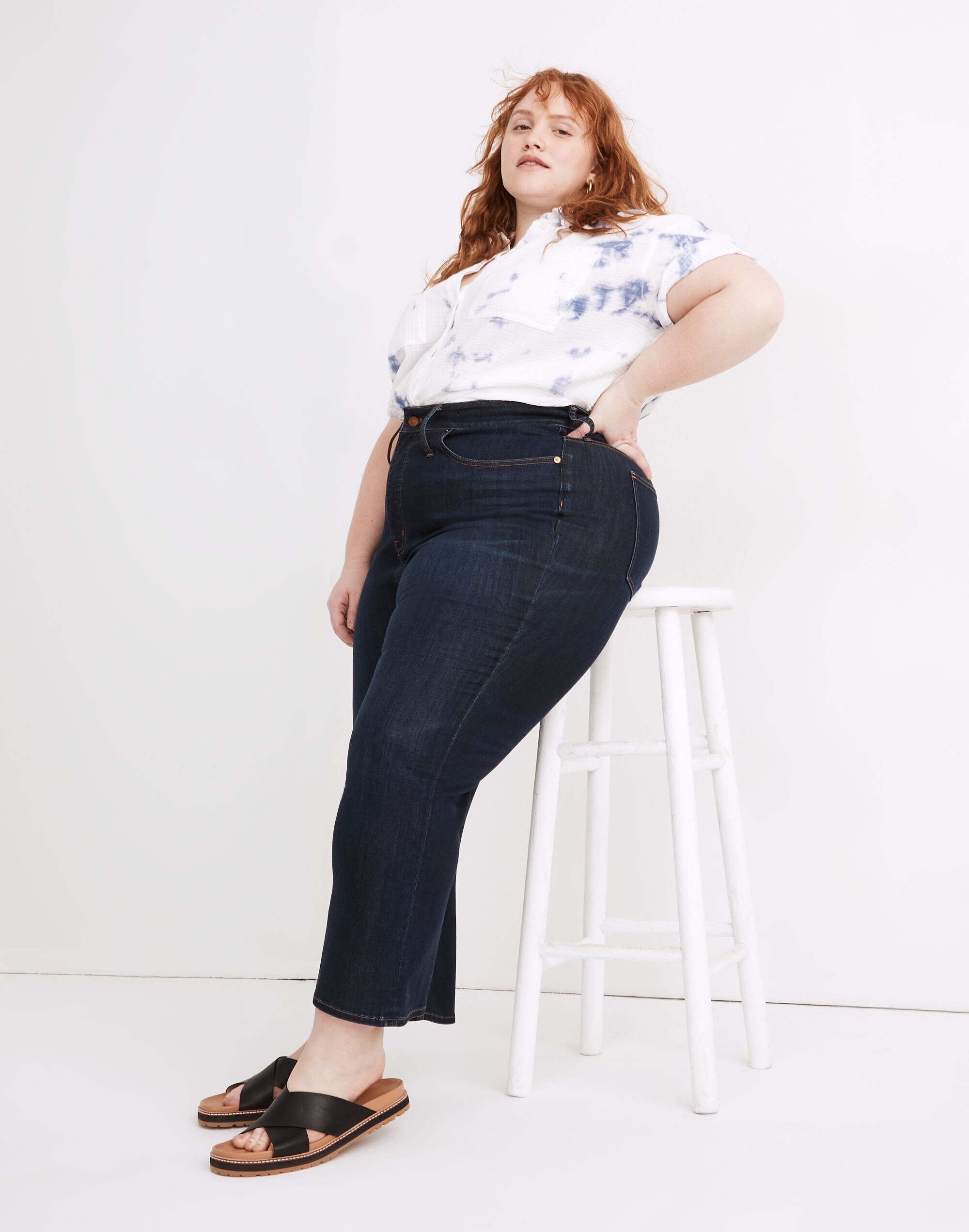 Plus Curvy Cali Demi-Boot Jeans in Larkspur Wash: TENCEL&trade; Denim Edition
