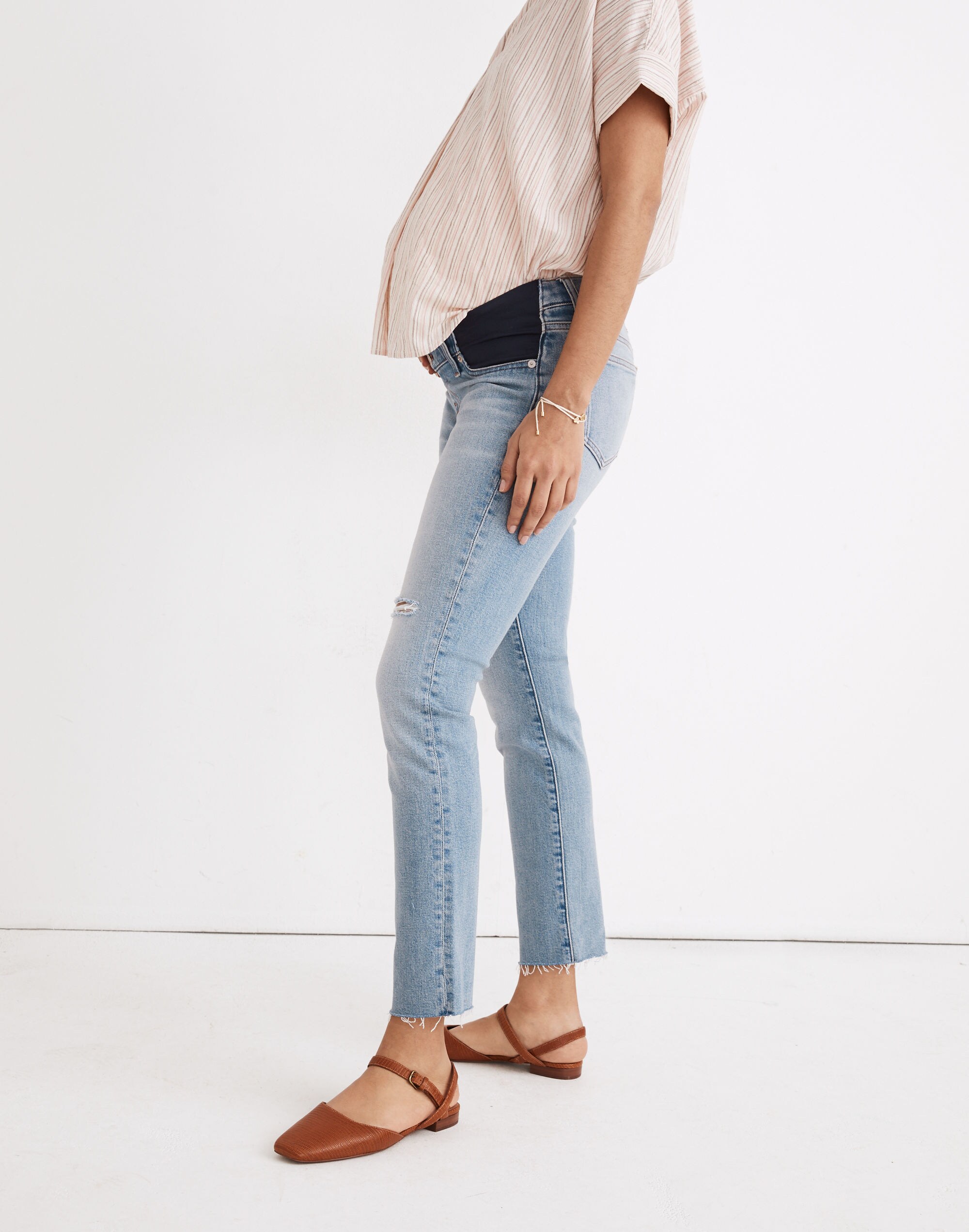 Maternity Side-Panel Perfect Vintage Jeans in Coffey Wash: Adjustable Edition
