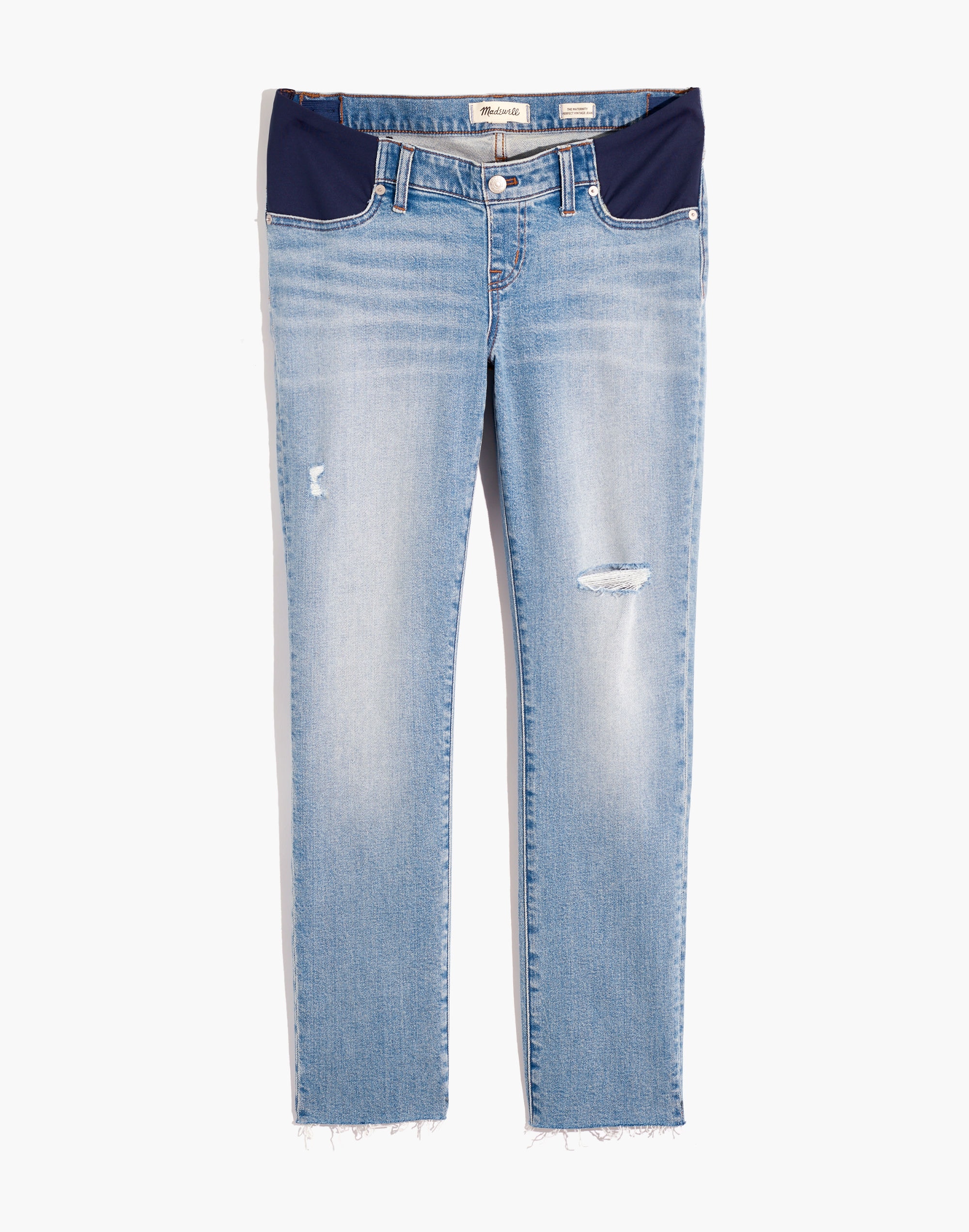 Maternity Side-Panel Perfect Vintage Jeans in Coffey Wash: Adjustable Edition