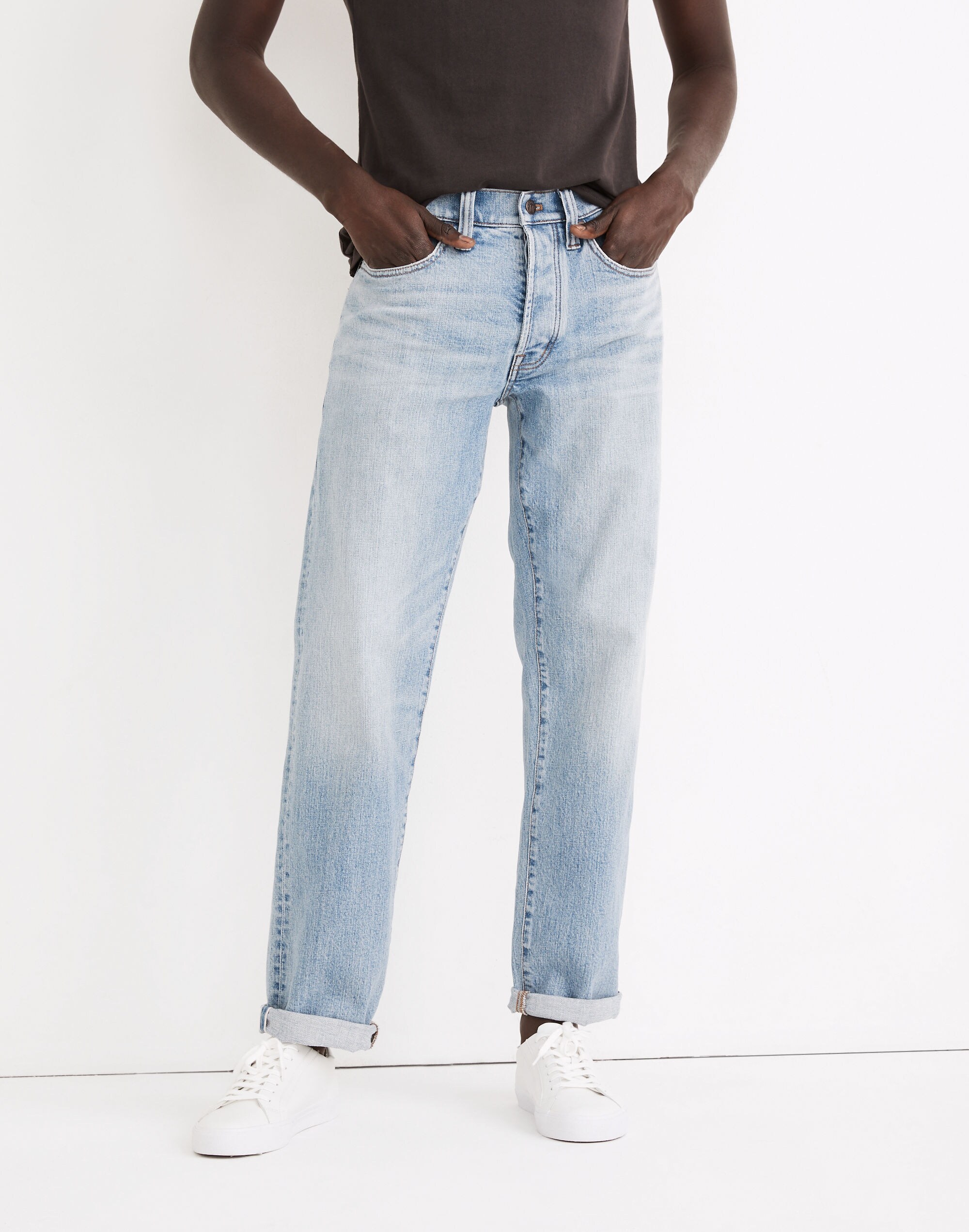 Relaxed Straight Authentic Flex Selvedge Jeans in Wyndham Wash