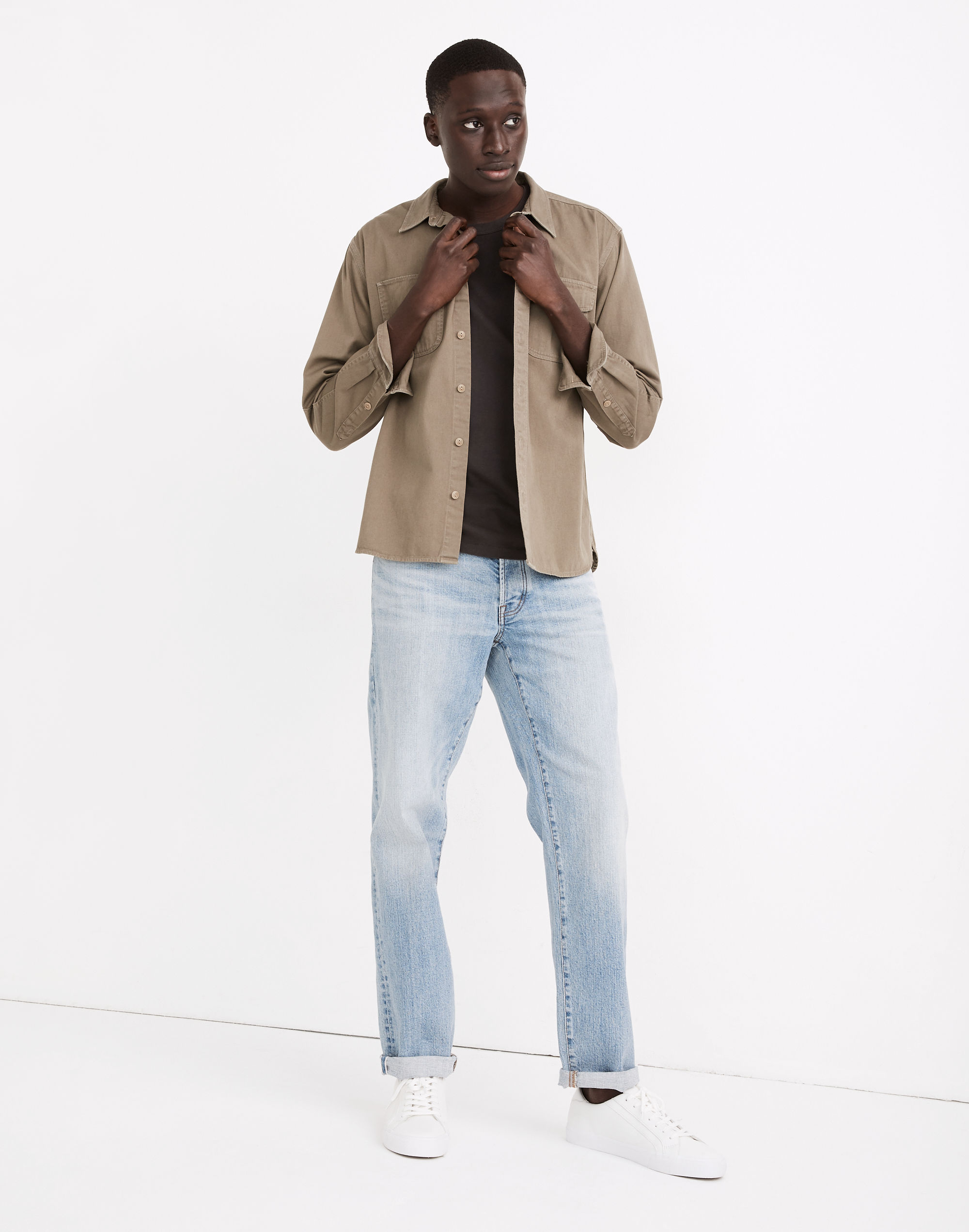 Relaxed Straight Authentic Flex Selvedge Jeans in Wyndham Wash