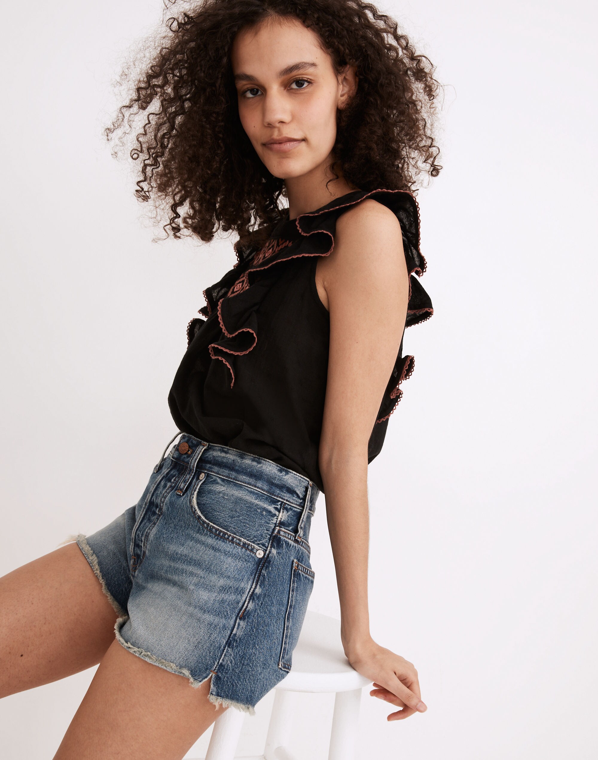 Relaxed Denim Shorts in Clintonville Wash: Split-Hem Edition