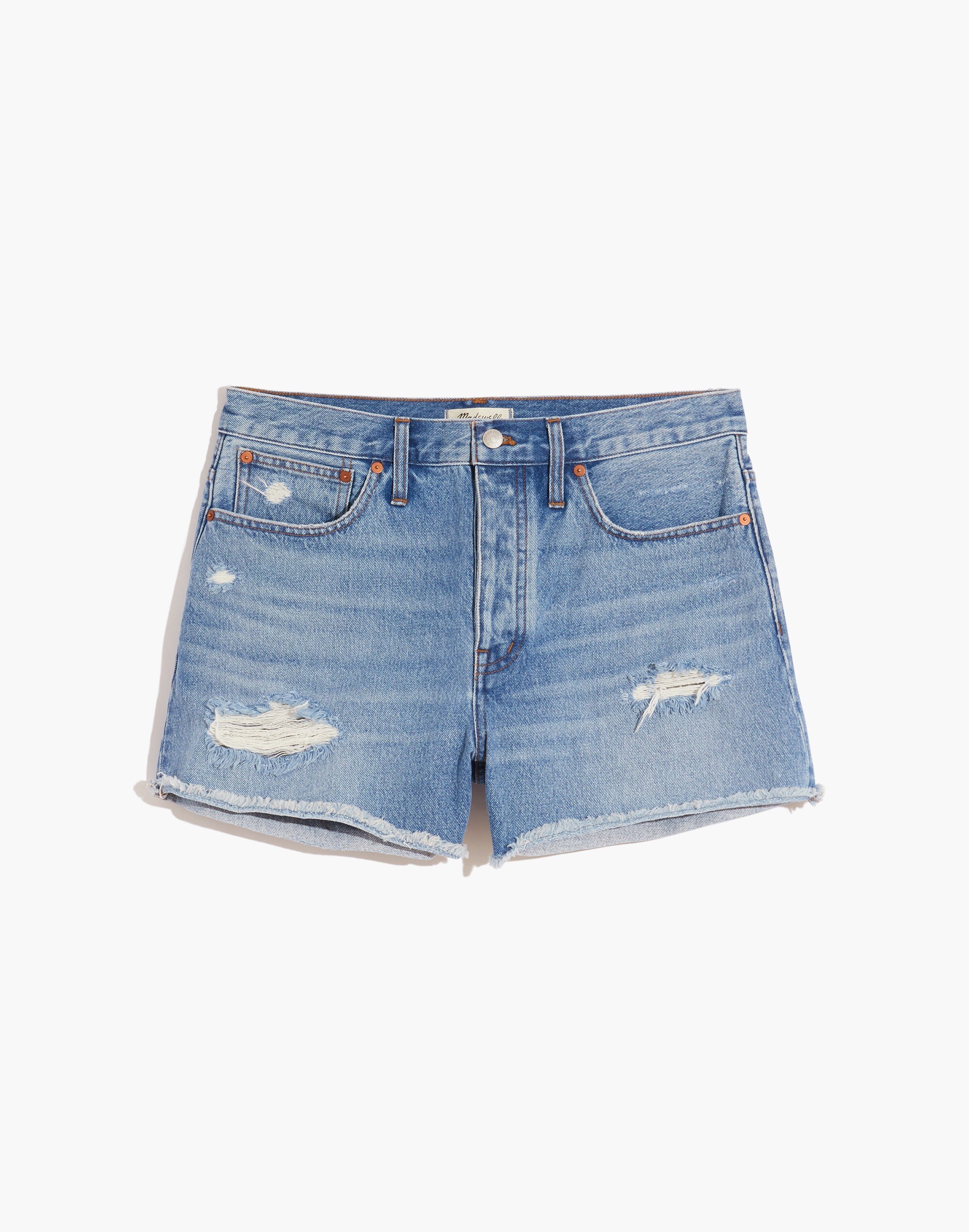 Curvy Relaxed Denim Shorts in Homecrest Wash: Ripped Edition