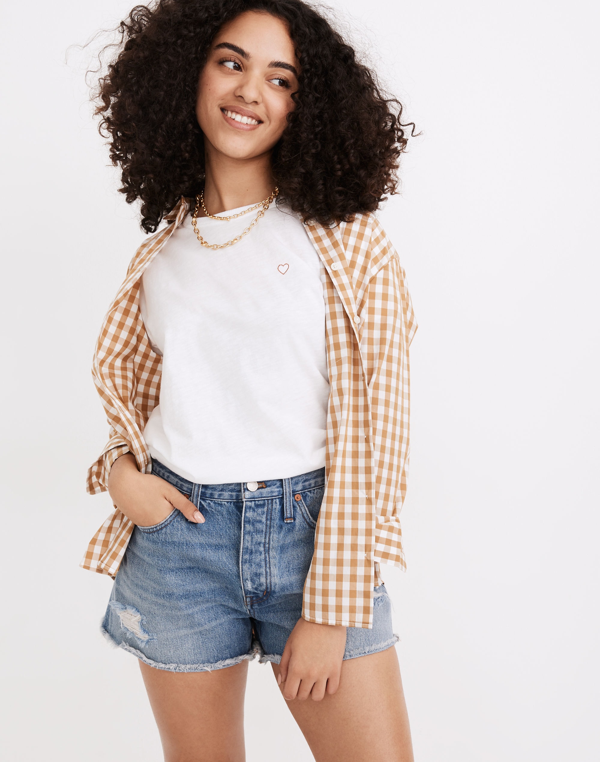 Curvy Relaxed Denim Shorts in Homecrest Wash: Ripped Edition