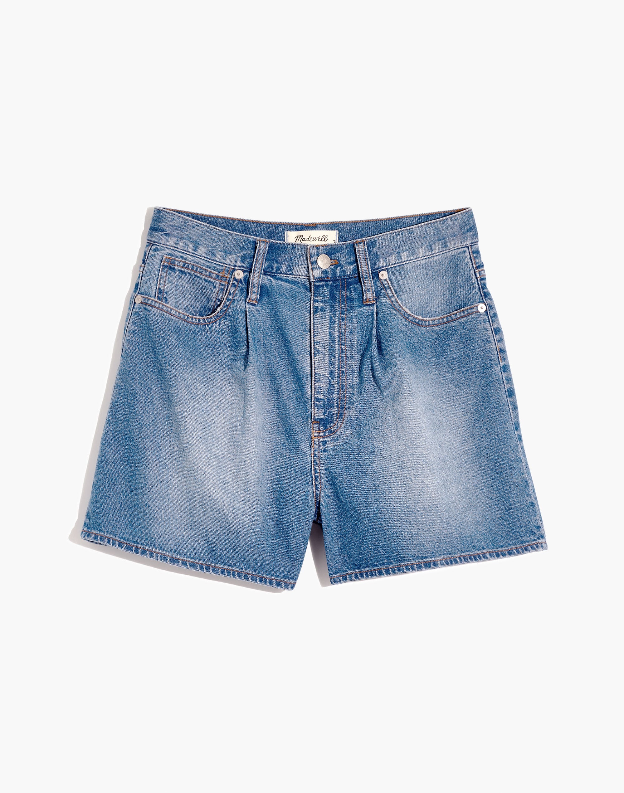 Pleated Denim Shorts in Jewell Wash