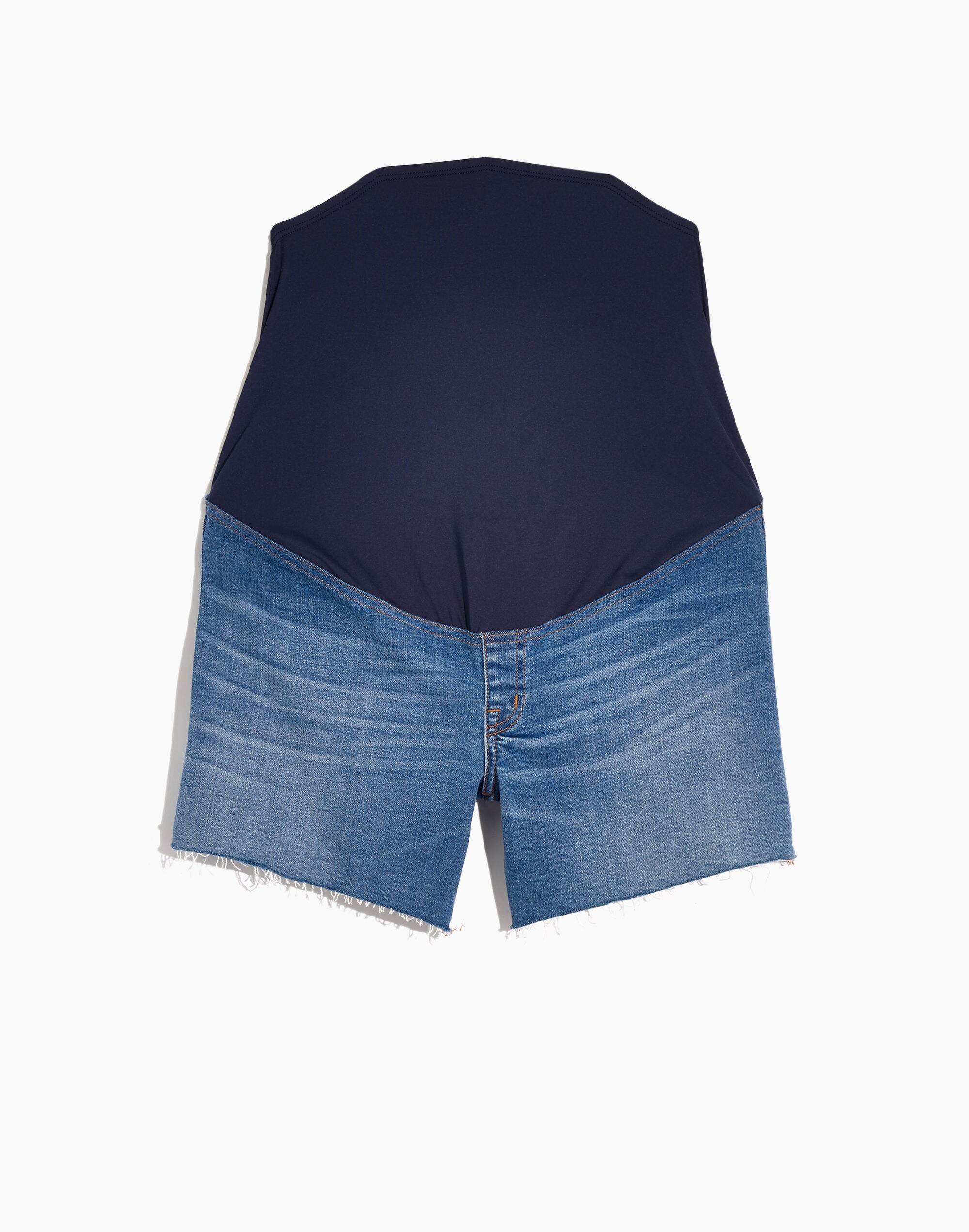 Maternity Denim Over-the-Belly Shorts in Quintell Wash: TENCEL&trade; Lyocell Edition