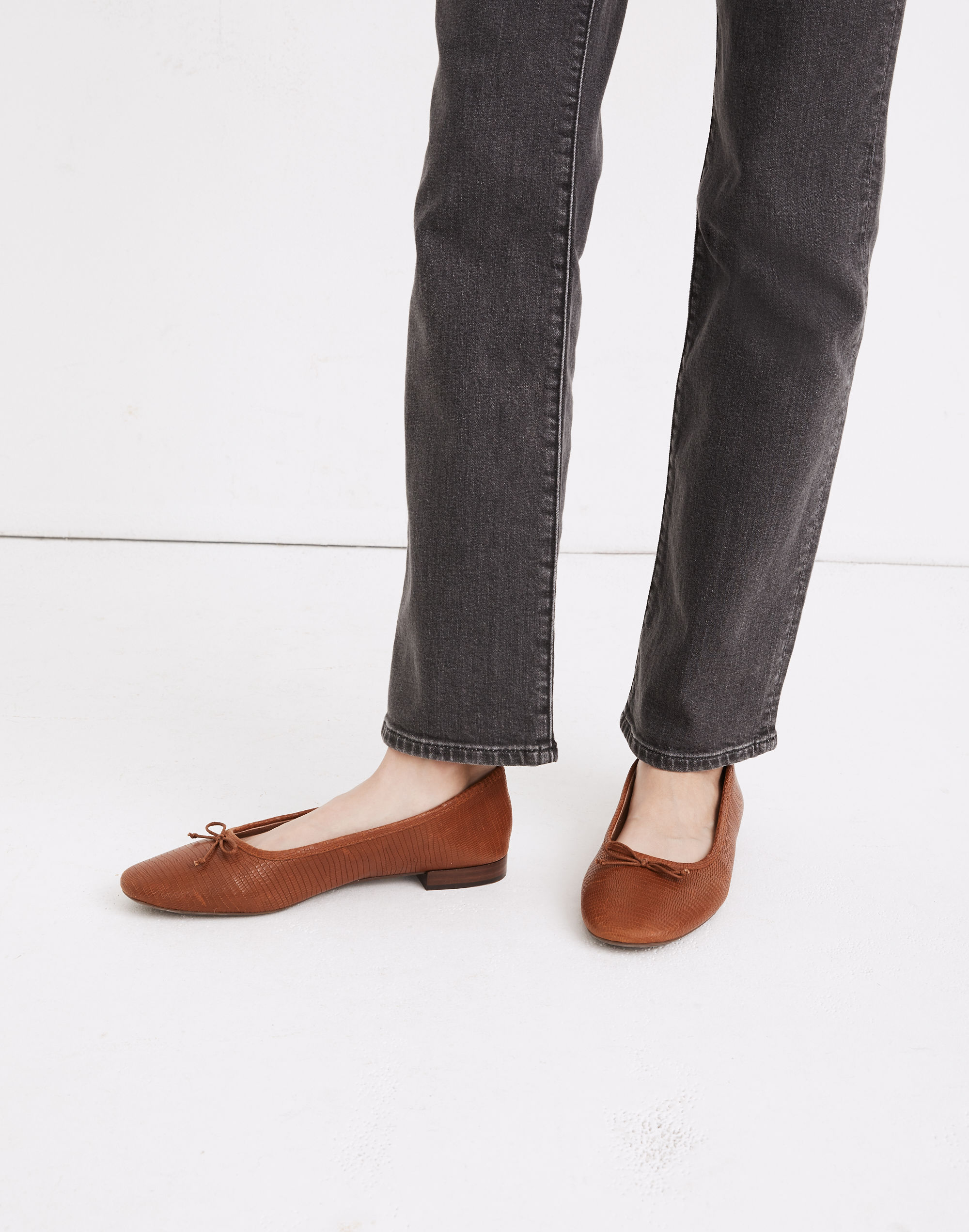 The Adelle Ballet Flat in Lizard Embossed Leather