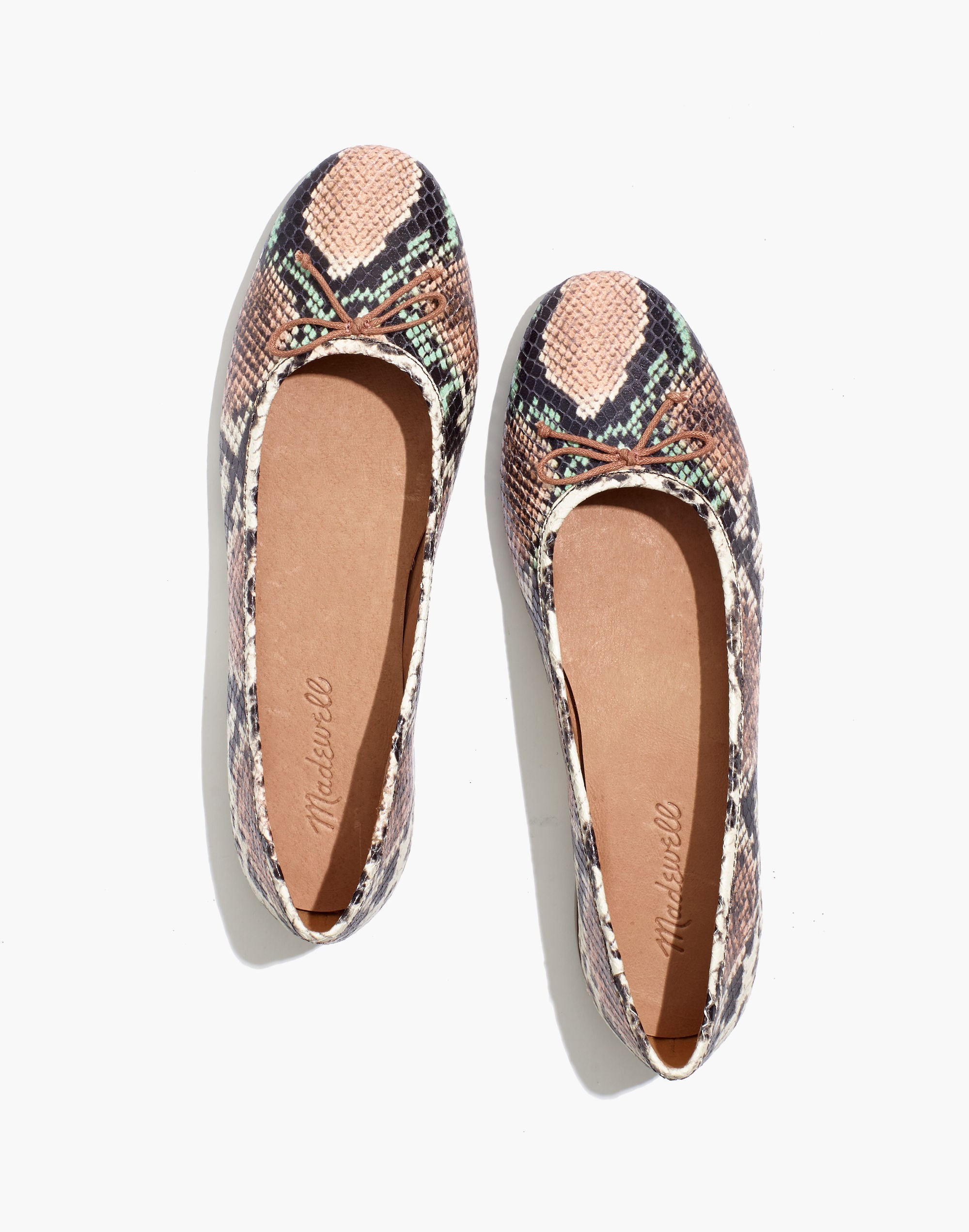 The Adelle Ballet Flat in Snake Embossed Leather