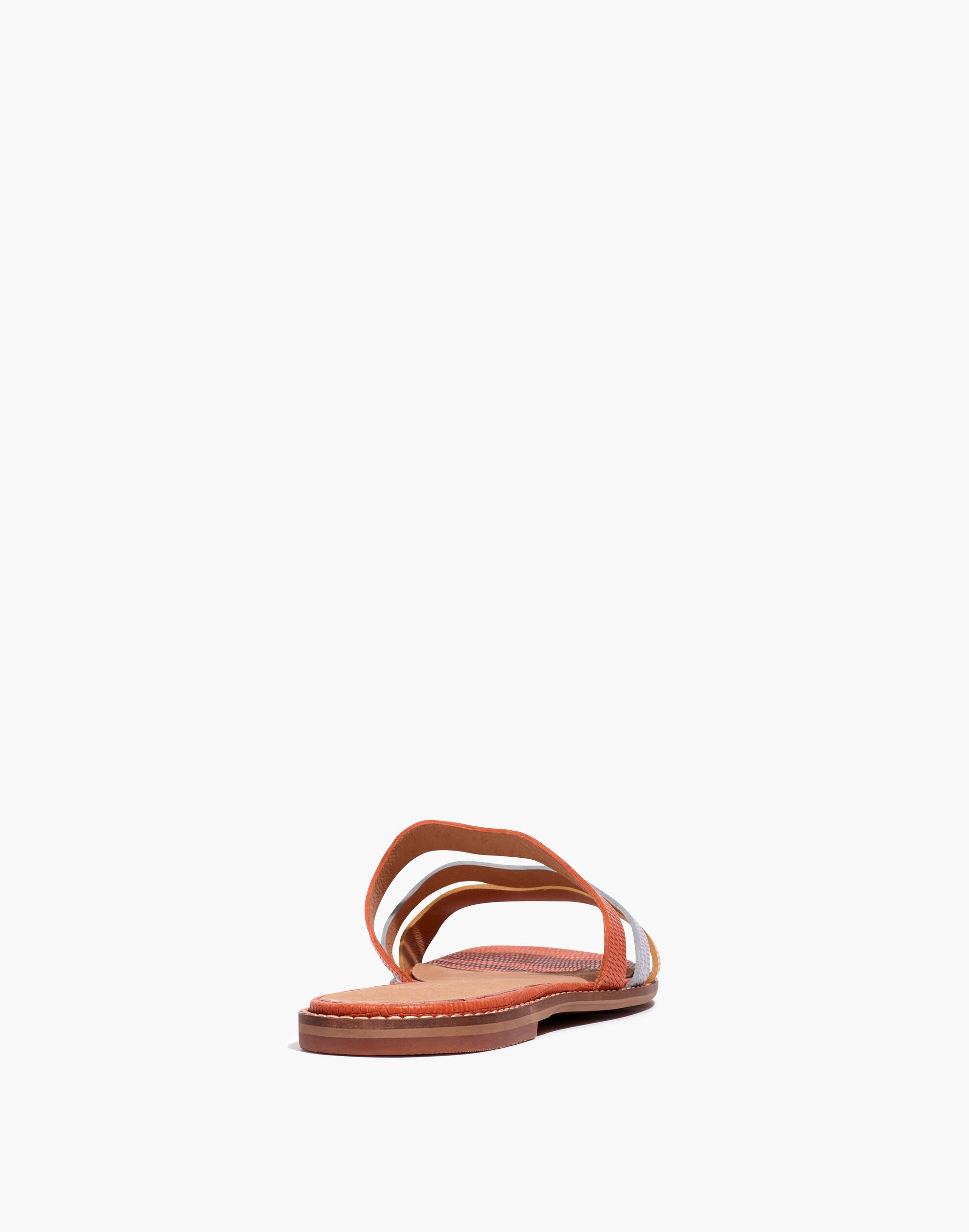 The Wave Slide Sandal in Colorblock Lizard Embossed Leather