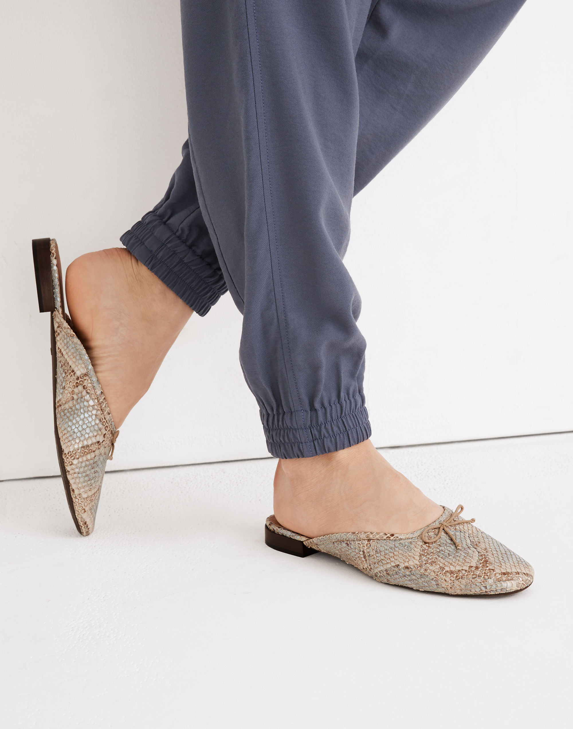 The Adelle Ballet Mule in Snake Embossed Leather