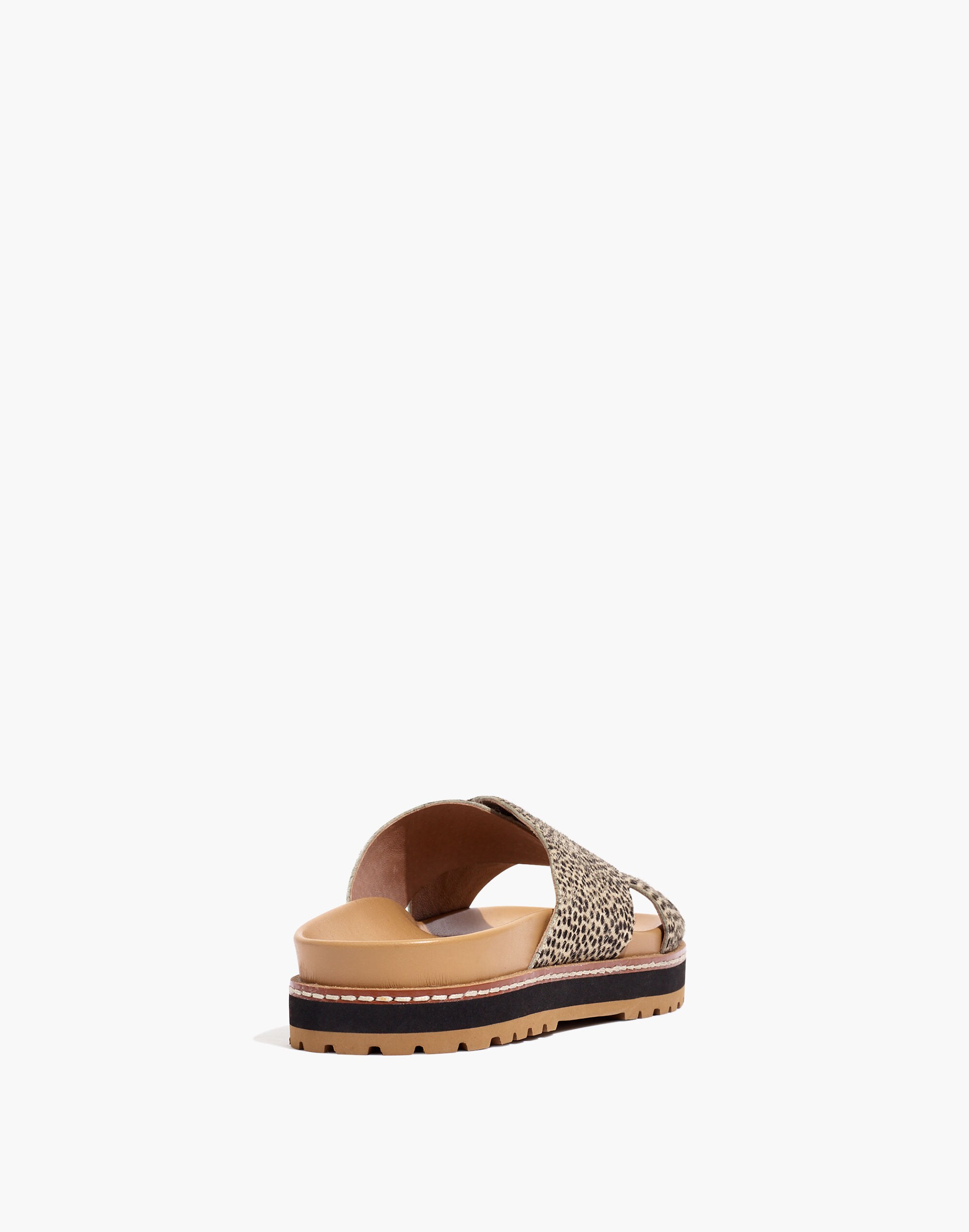 The Dayna Lugsole Slide Sandal in Spotted Calf Hair