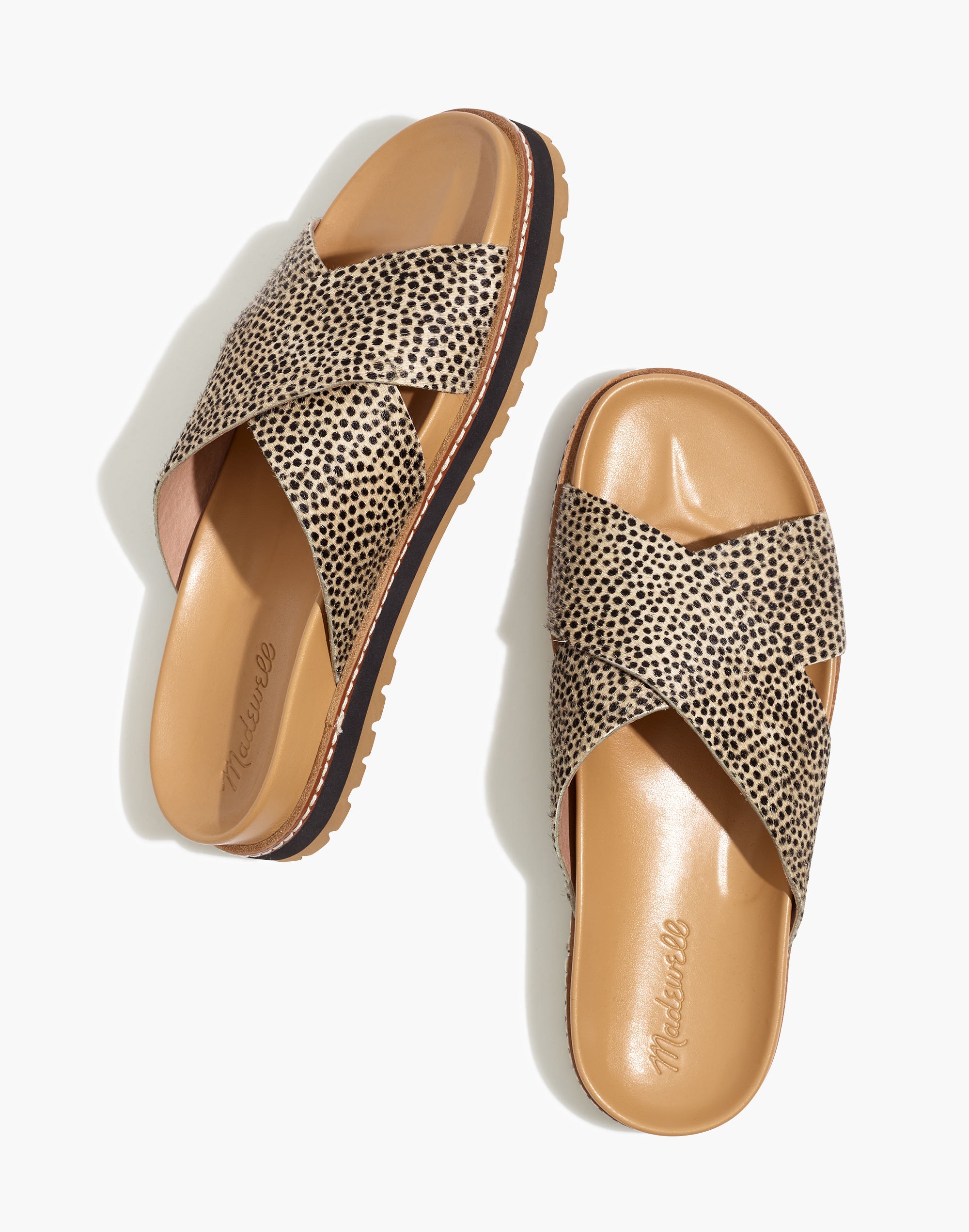 The Dayna Lugsole Slide Sandal in Spotted Calf Hair