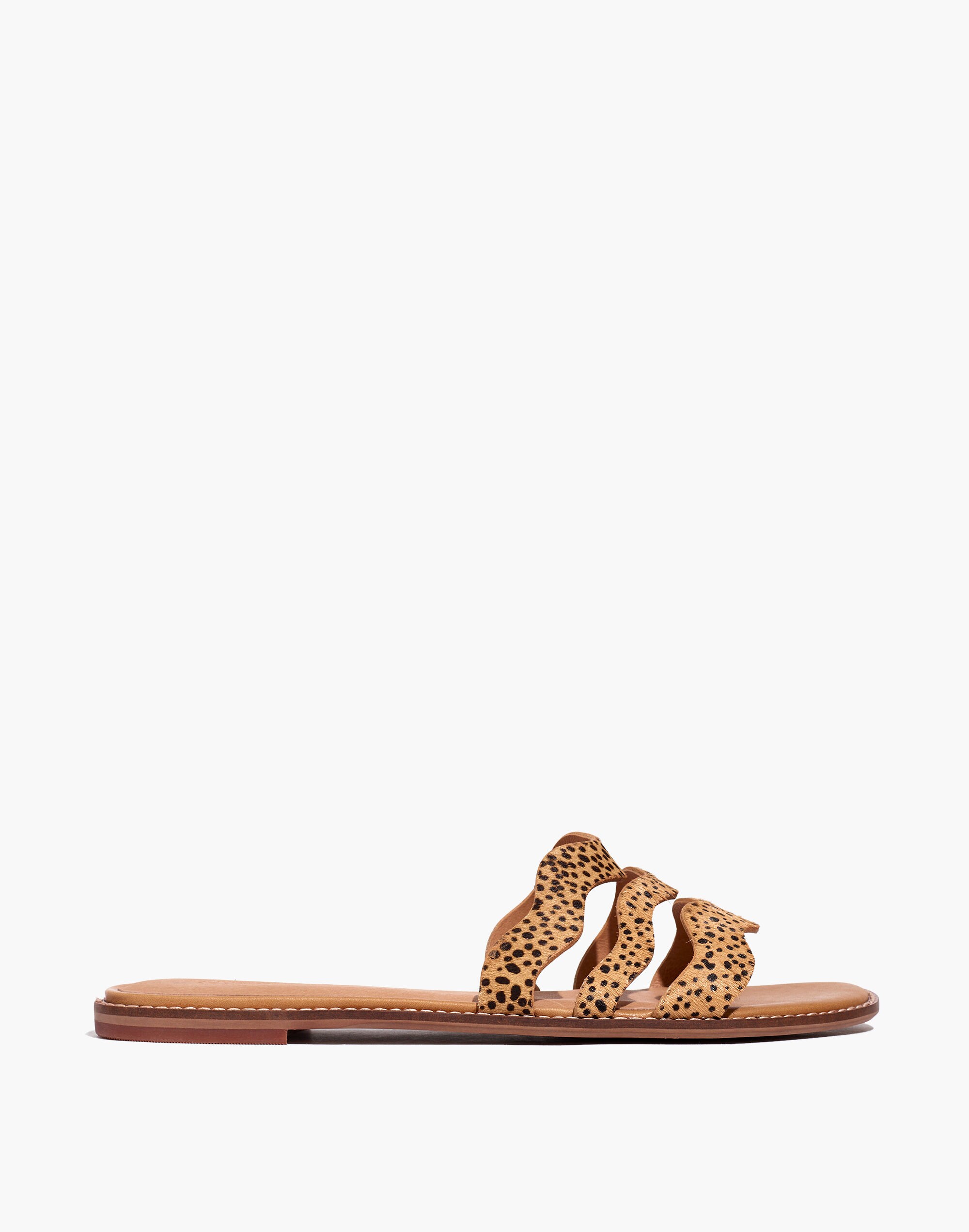 The Wave Slide Sandal in Spotted Calf Hair