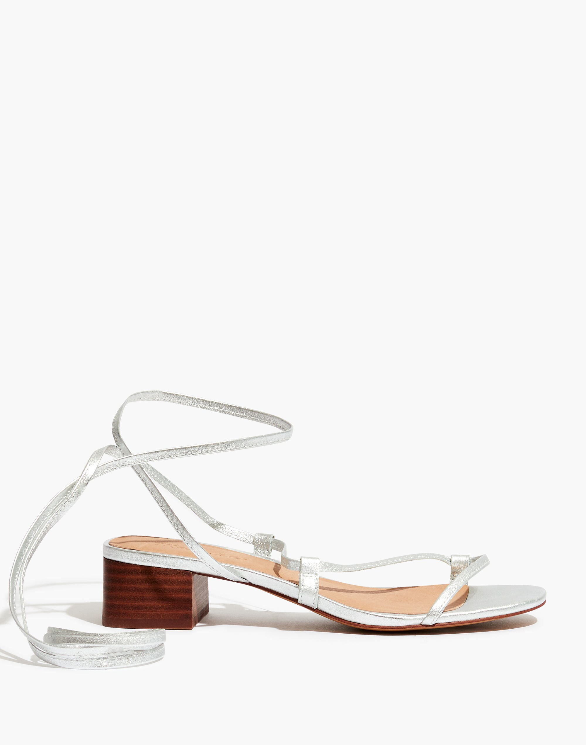 The Brigitte Lace-Up Sandal in Metallic Leather