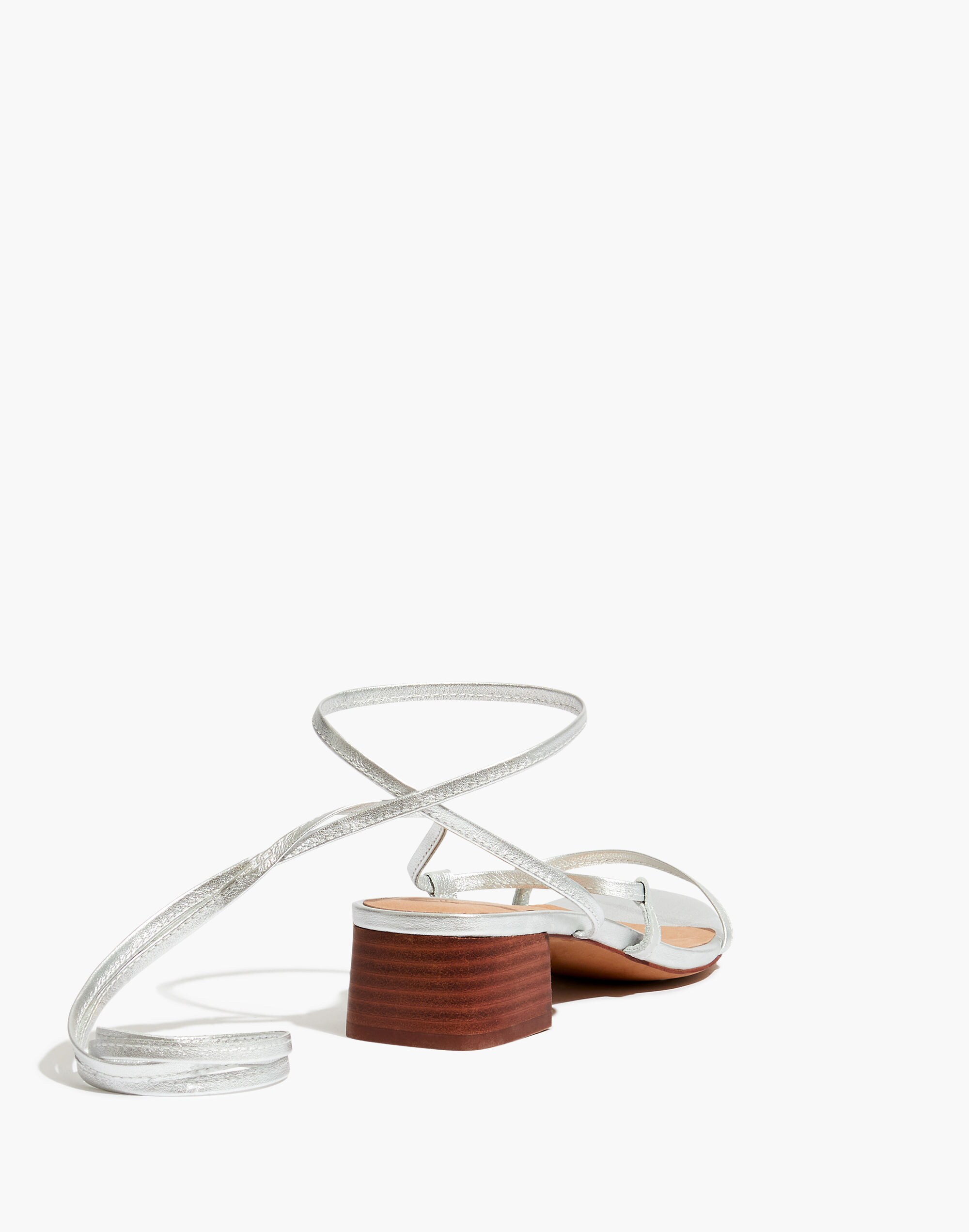 The Brigitte Lace-Up Sandal in Metallic Leather